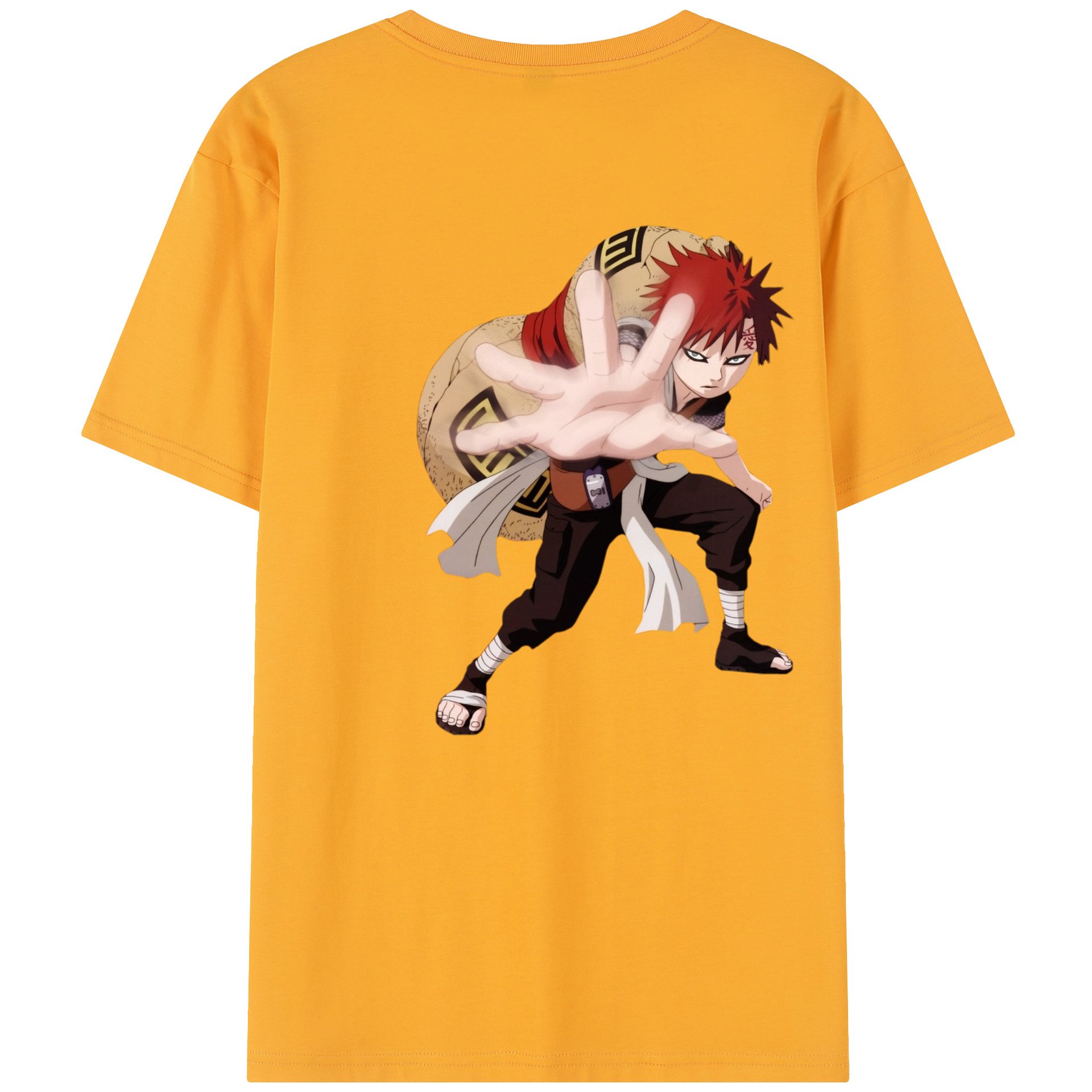 （画像用） NARUTO -ナルト- ガアラ Gaara 綿100％半袖Tシャツ（背面プリント）