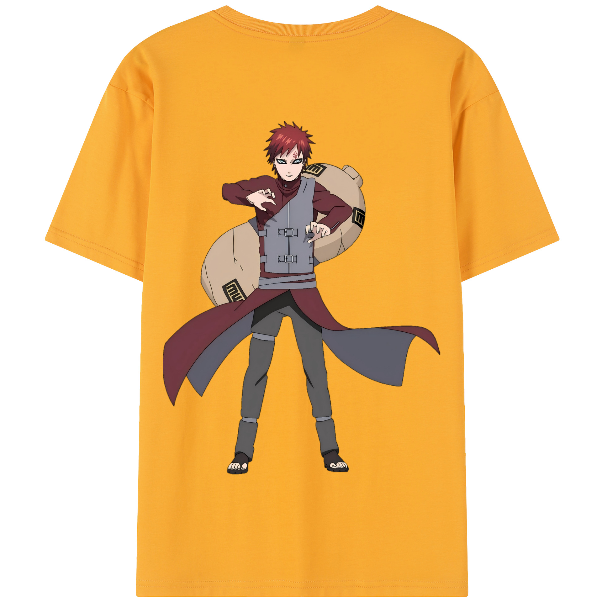（画像用） NARUTO -ナルト- ガアラ Gaara 綿100％半袖Tシャツ（背面プリント）