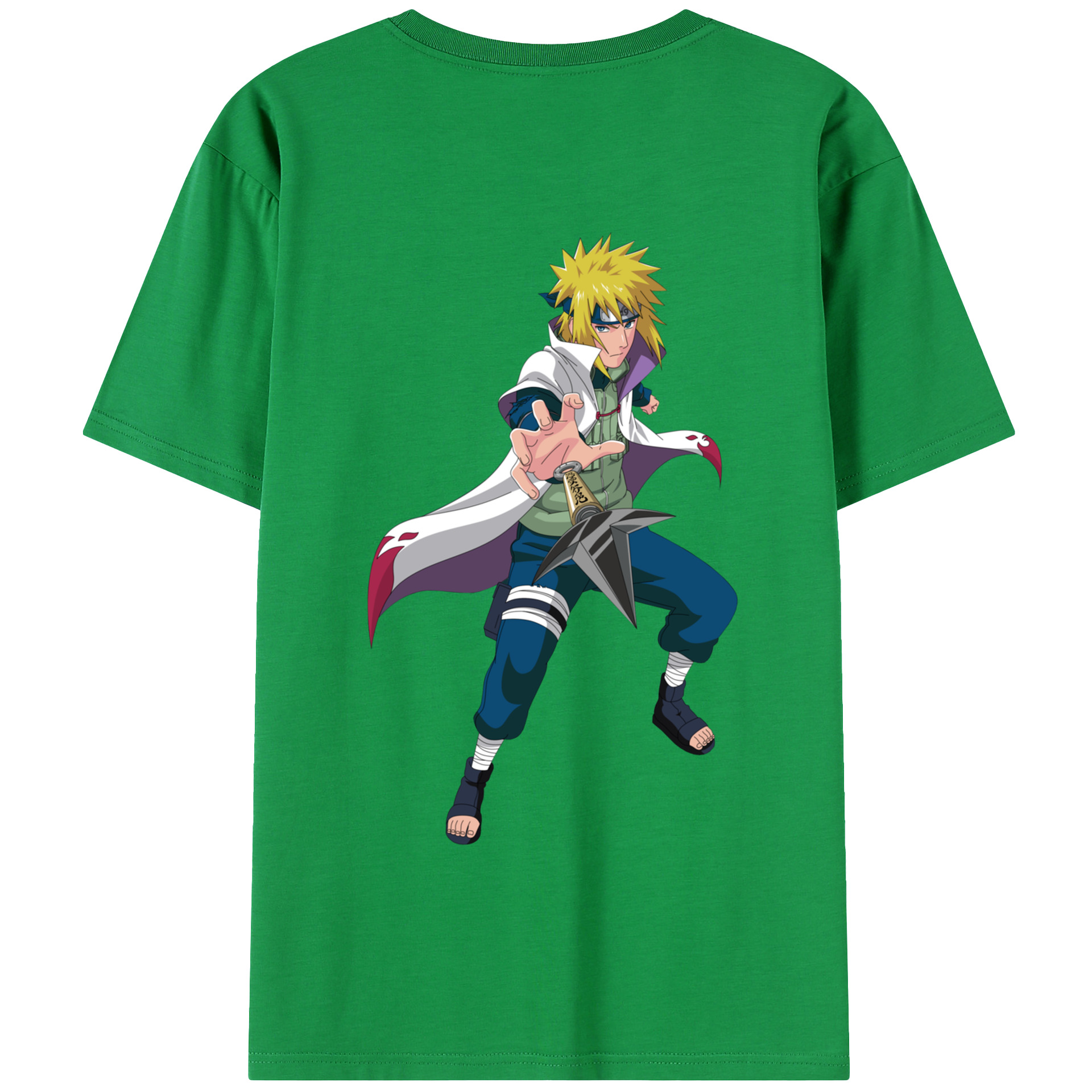 （画像用） NARUTO -ナルト- 波風 ミナト Namikaze Minato 綿100％半袖Tシャツ（背面プリント）