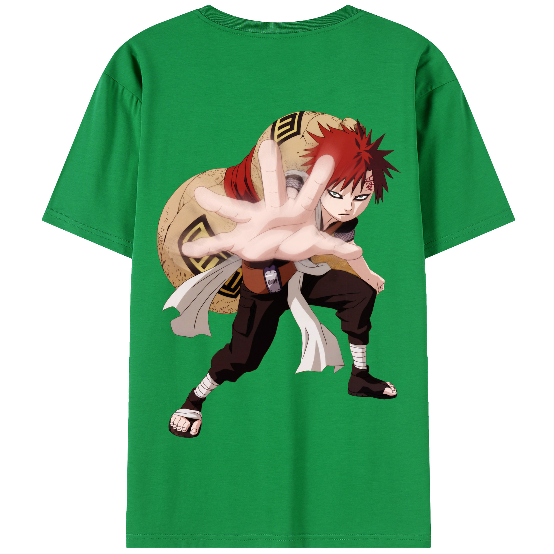 （画像用） NARUTO -ナルト- ガアラ Gaara 綿100％半袖Tシャツ（背面プリント）