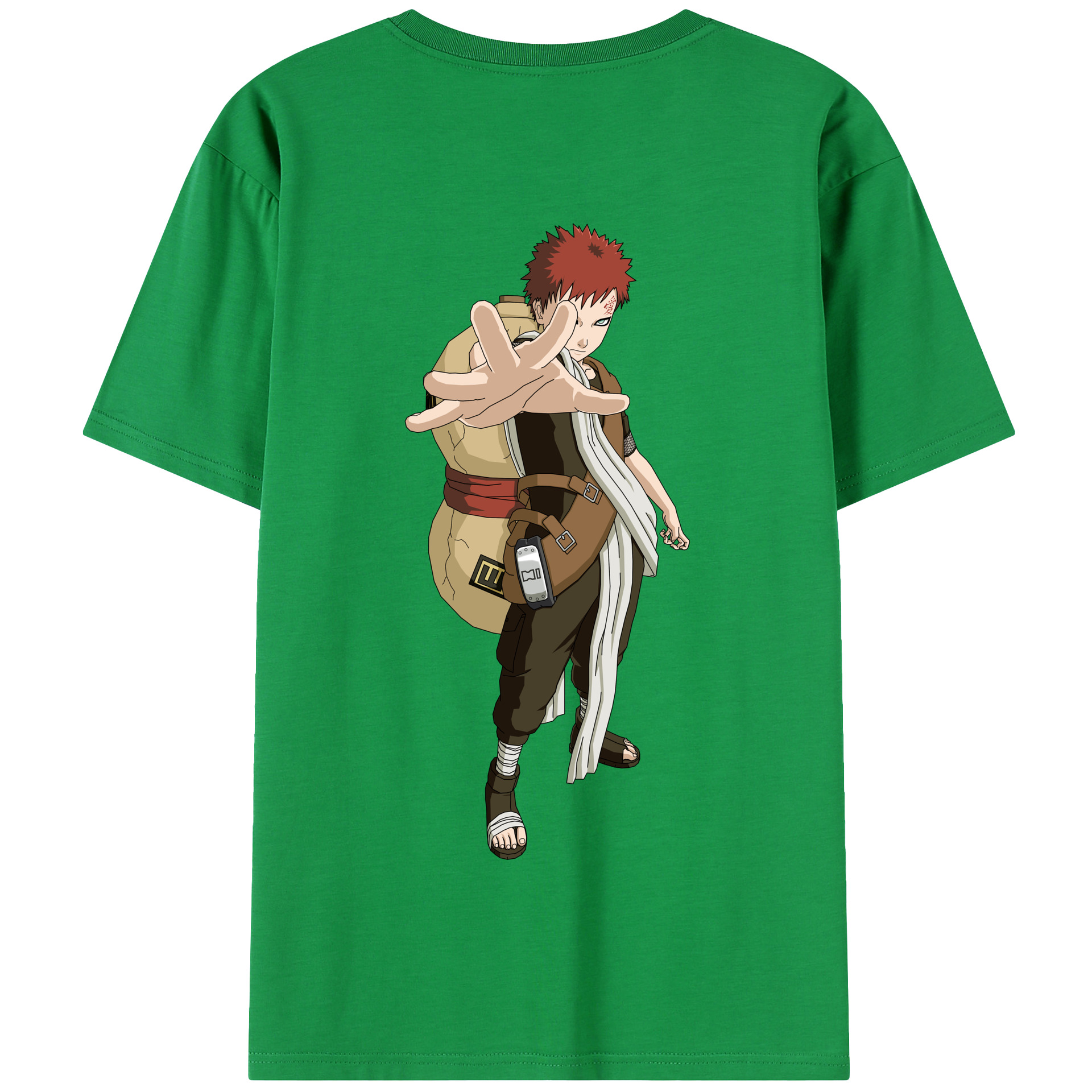 （画像用） NARUTO -ナルト- ガアラ Gaara 綿100％半袖Tシャツ（背面プリント）