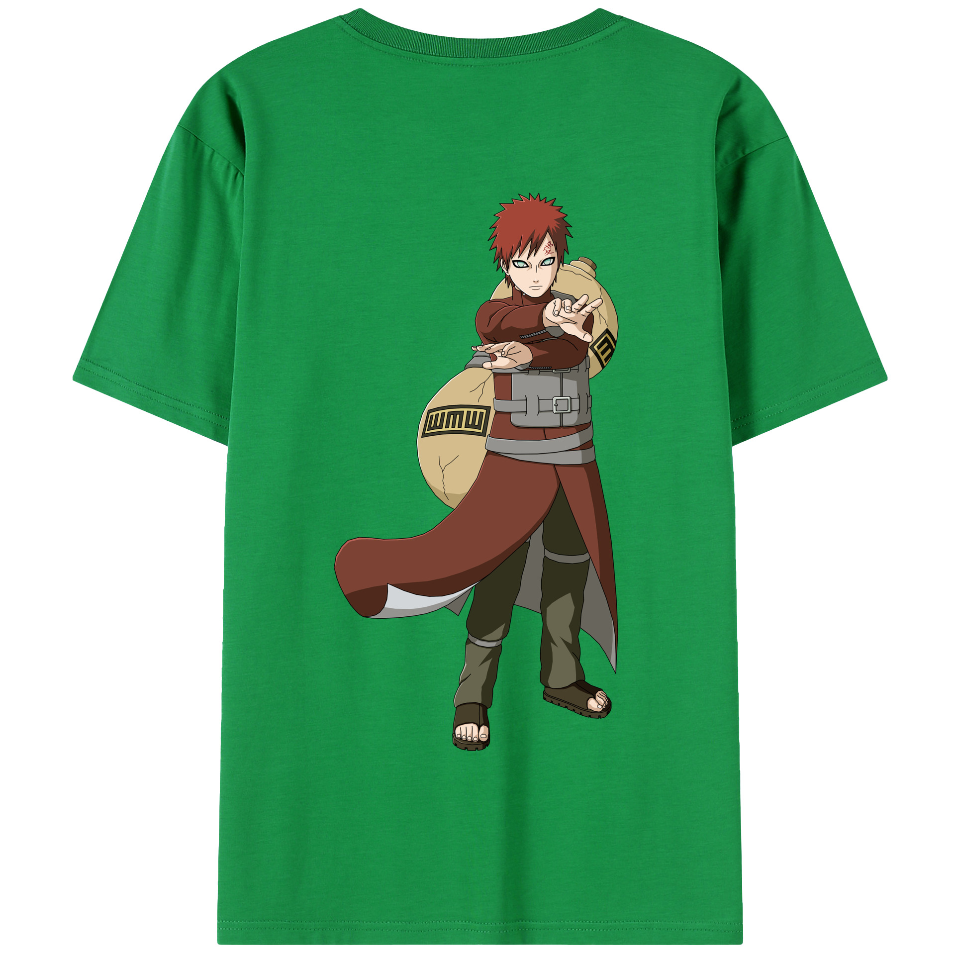 （画像用） NARUTO -ナルト- ガアラ Gaara 綿100％半袖Tシャツ（背面プリント）
