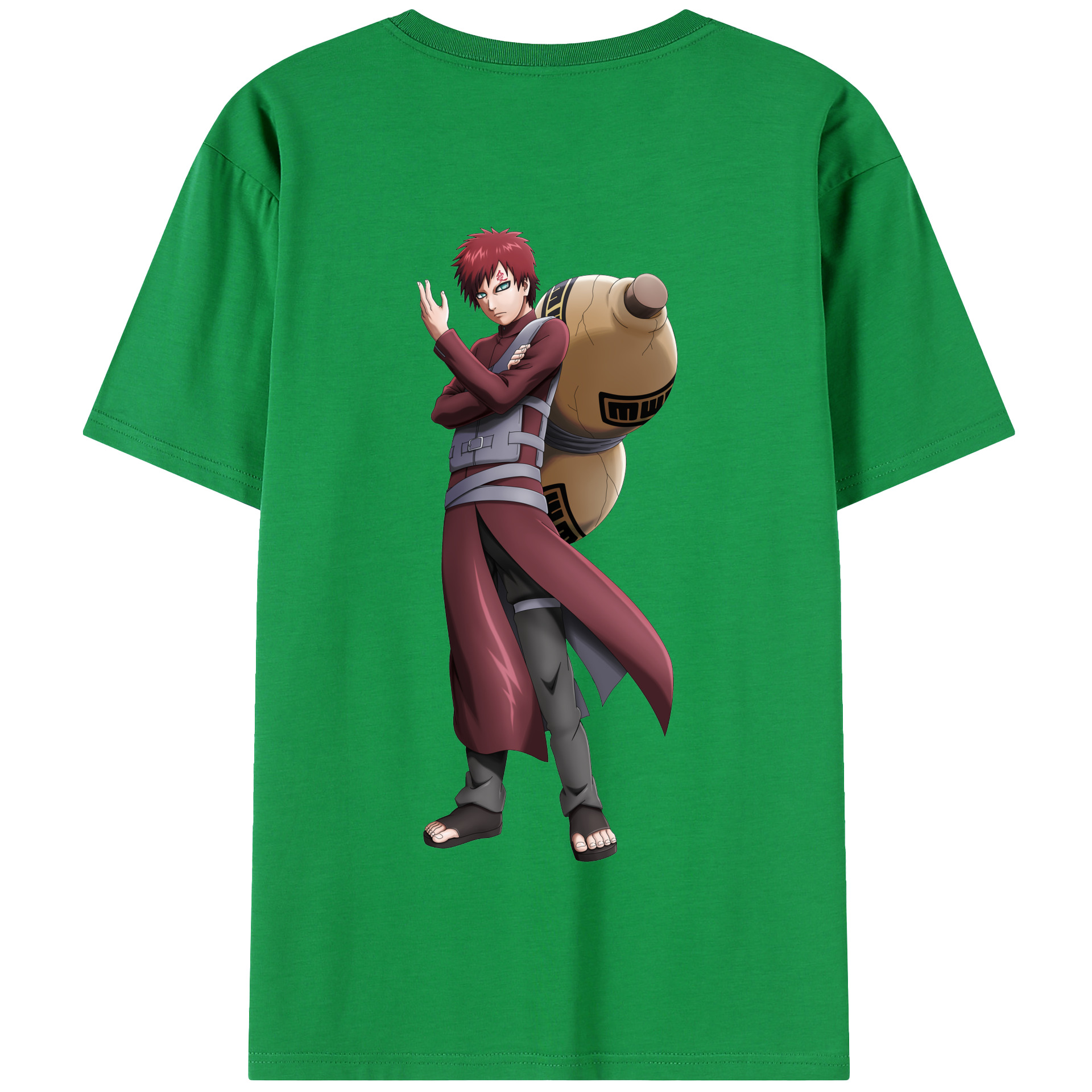 （画像用） NARUTO -ナルト- ガアラ Gaara 綿100％半袖Tシャツ（背面プリント）