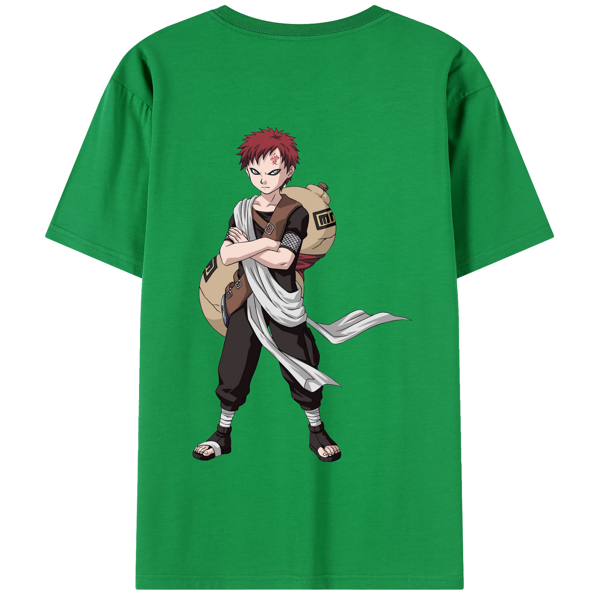 （画像用） NARUTO -ナルト- ガアラ Gaara 綿100％半袖Tシャツ（背面プリント）