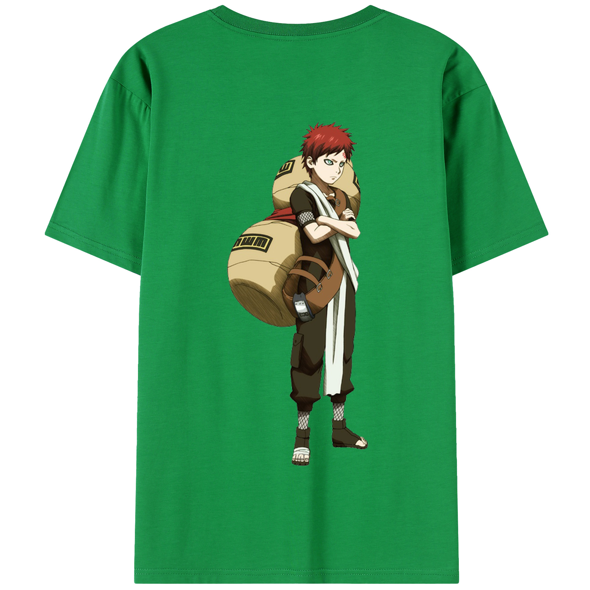 （画像用） NARUTO -ナルト- ガアラ Gaara 綿100％半袖Tシャツ（背面プリント）