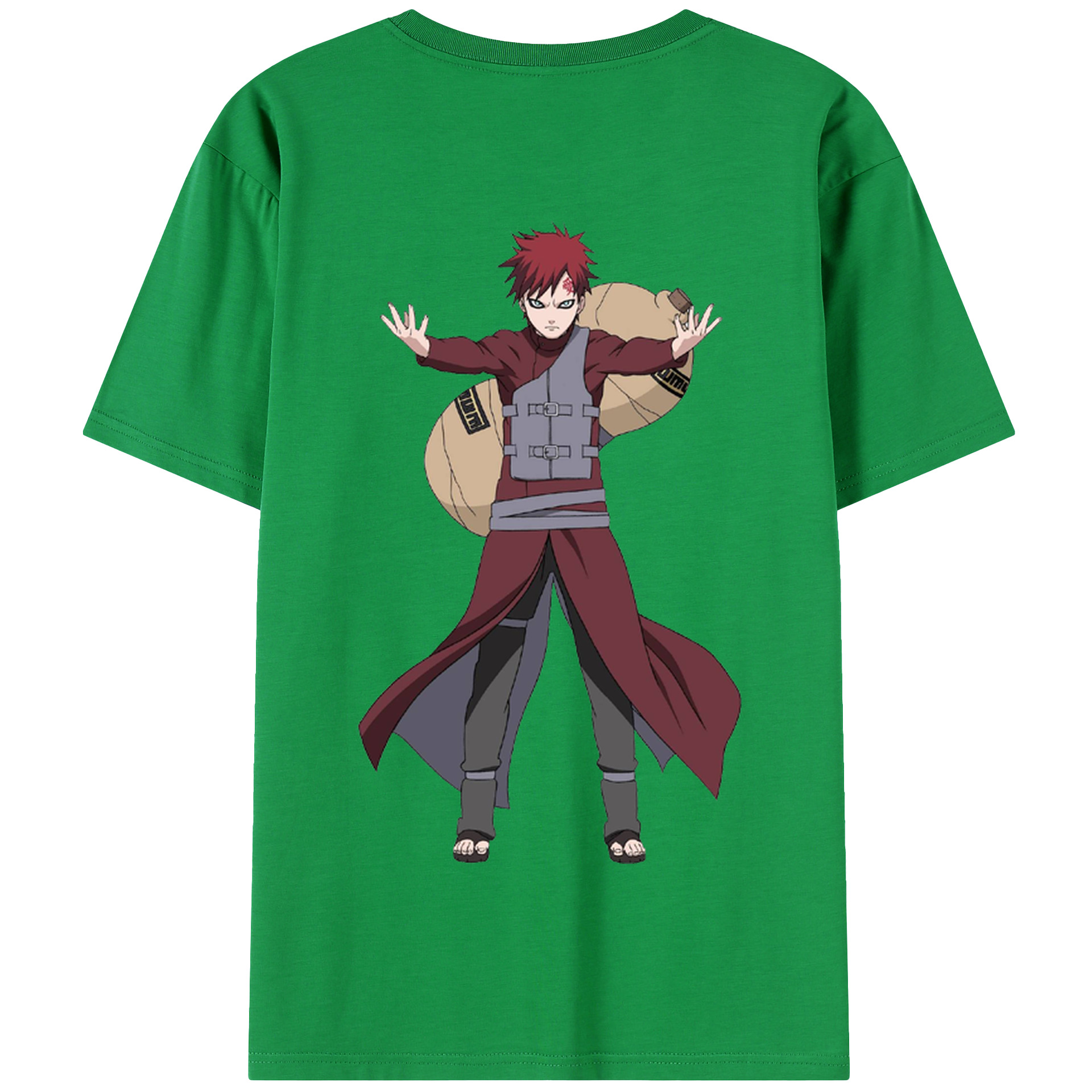 （画像用） NARUTO -ナルト- ガアラ Gaara 綿100％半袖Tシャツ（背面プリント）