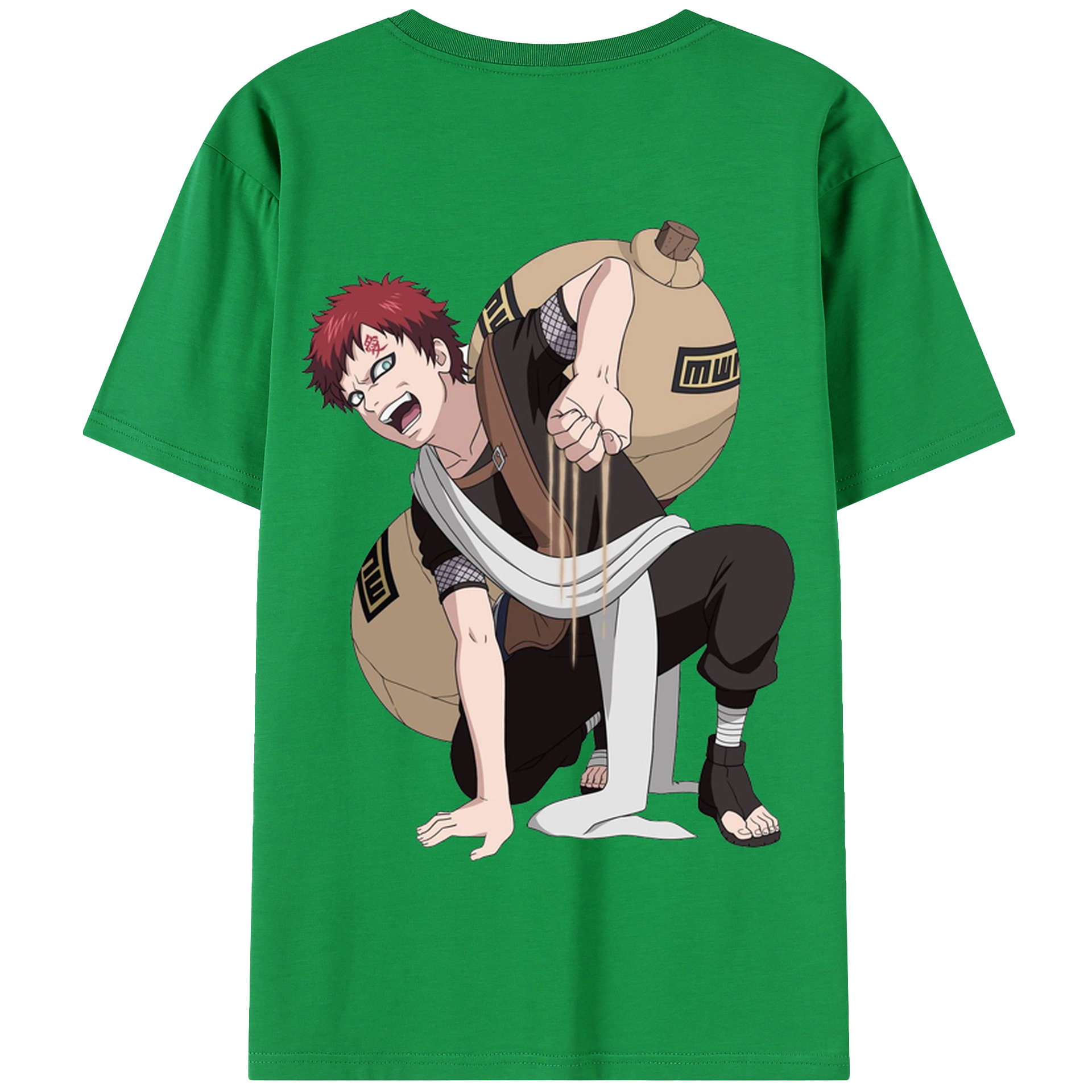 （画像用） NARUTO -ナルト- ガアラ Gaara 綿100％半袖Tシャツ（背面プリント）