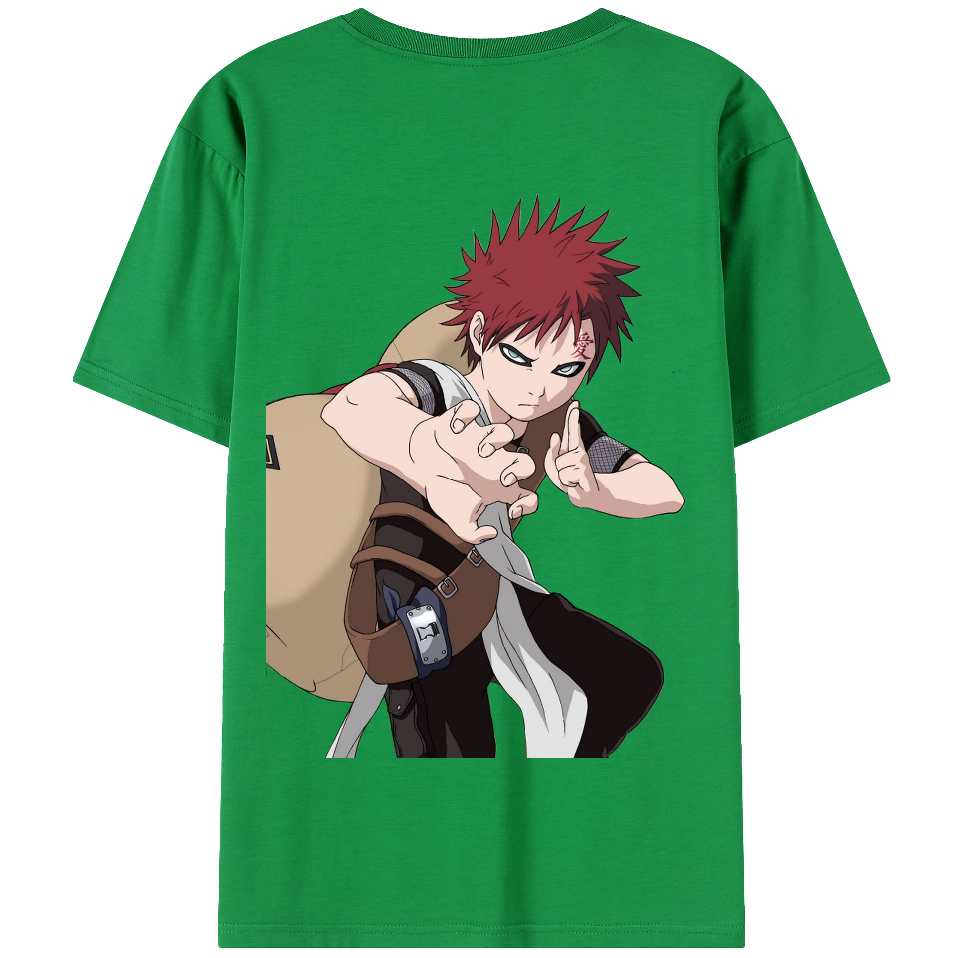 （画像用） NARUTO -ナルト- ガアラ Gaara 綿100％半袖Tシャツ（背面プリント）