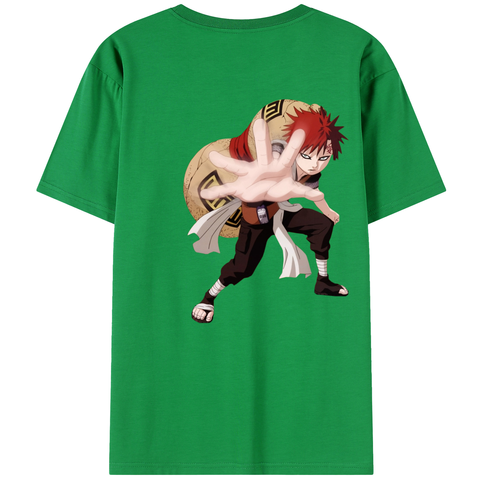 （画像用） NARUTO -ナルト- ガアラ Gaara 綿100％半袖Tシャツ（背面プリント）