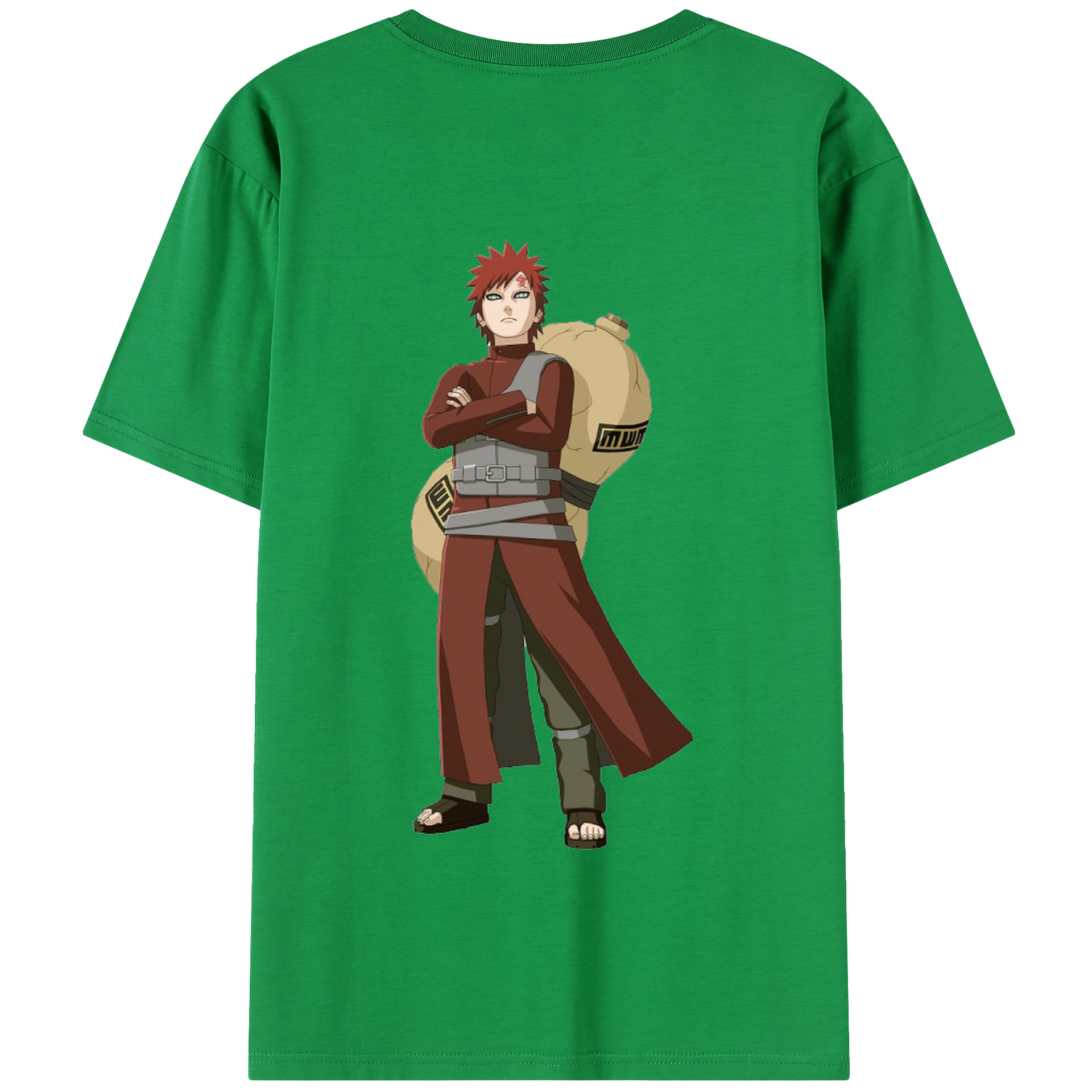 （画像用） NARUTO -ナルト- ガアラ Gaara 綿100％半袖Tシャツ（背面プリント）