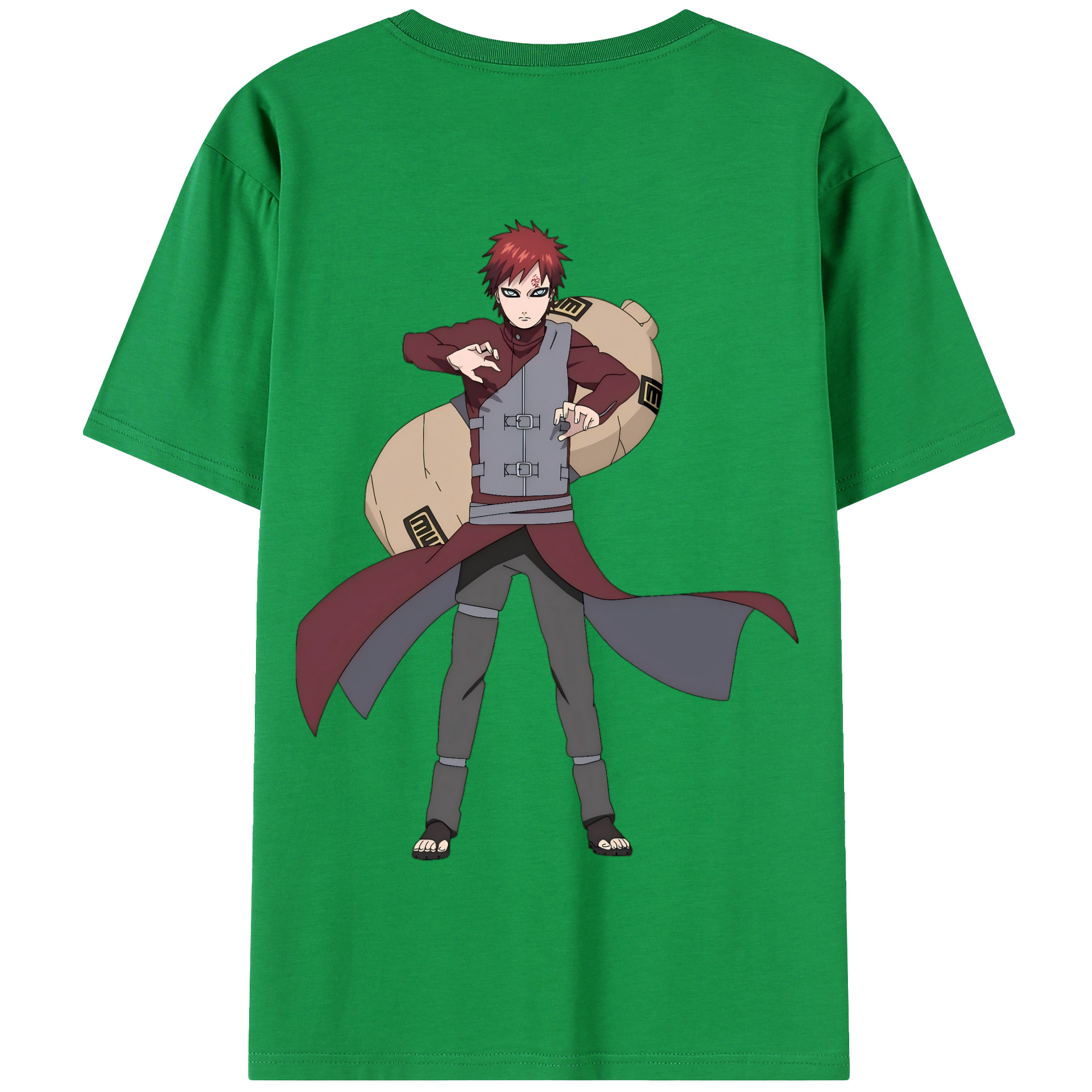 （画像用） NARUTO -ナルト- ガアラ Gaara 綿100％半袖Tシャツ（背面プリント）