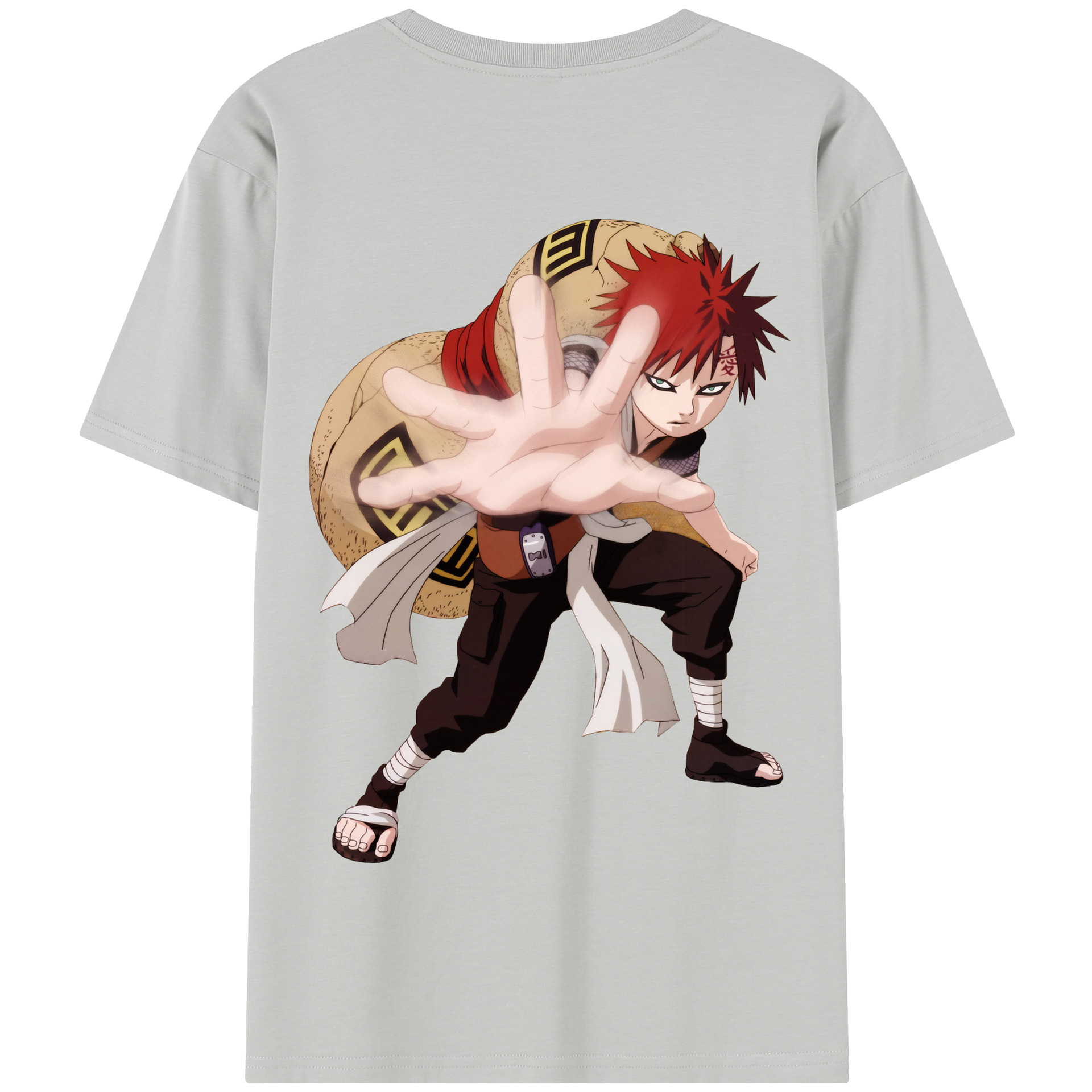 （画像用） NARUTO -ナルト- ガアラ Gaara 綿100％半袖Tシャツ（背面プリント）