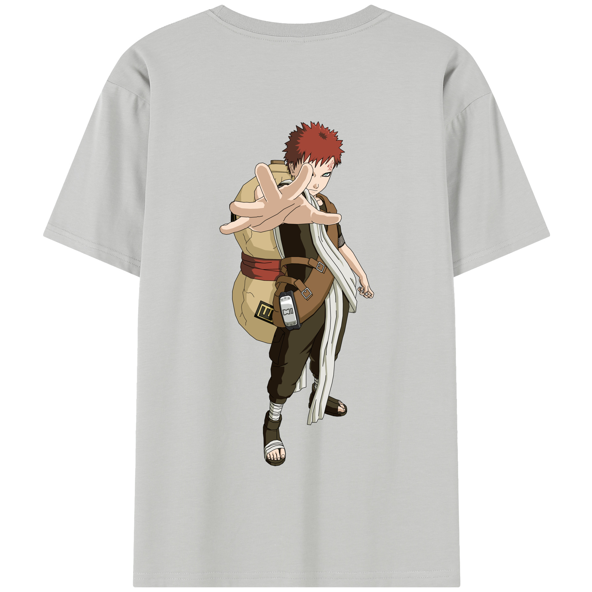 （画像用） NARUTO -ナルト- ガアラ Gaara 綿100％半袖Tシャツ（背面プリント）