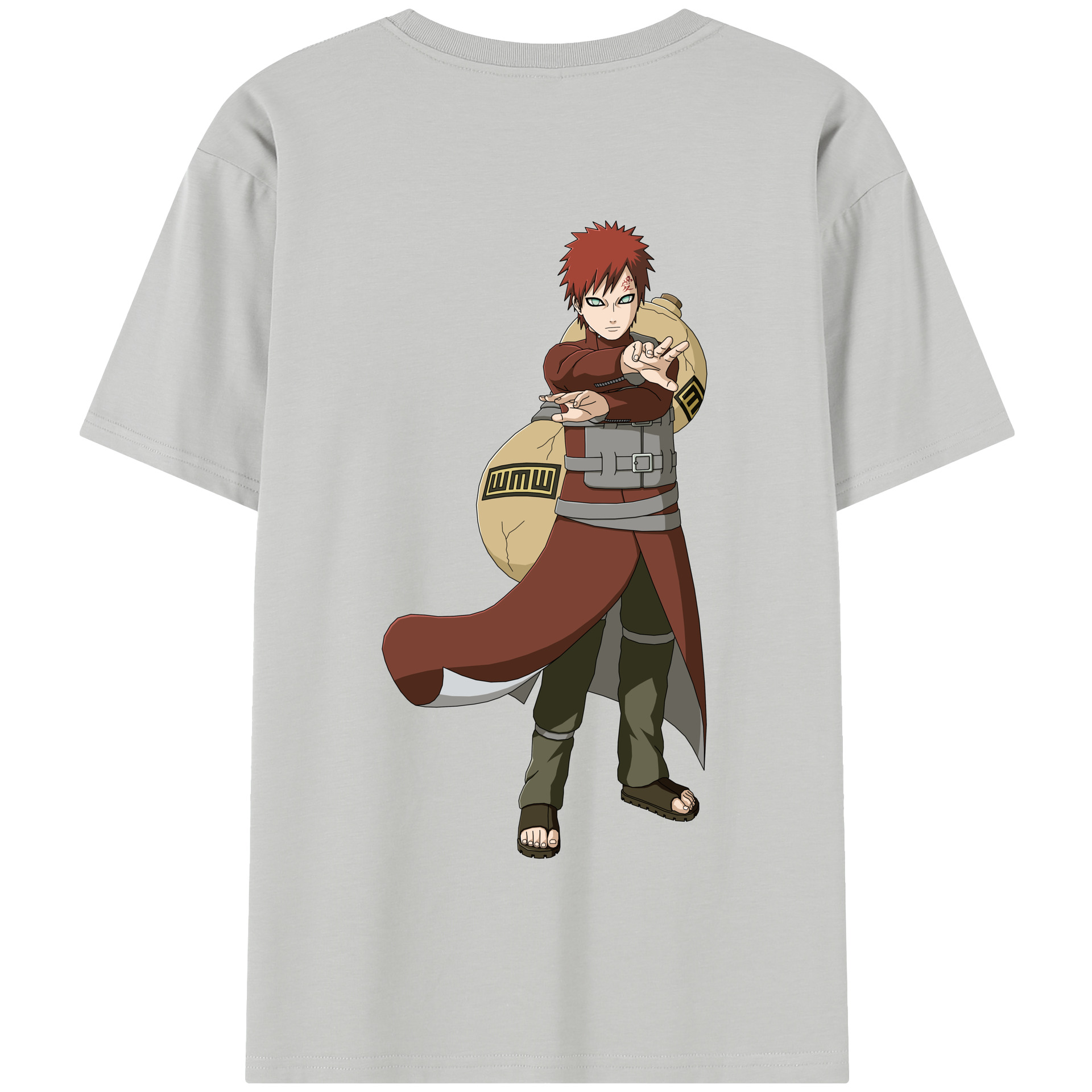 （画像用） NARUTO -ナルト- ガアラ Gaara 綿100％半袖Tシャツ（背面プリント）