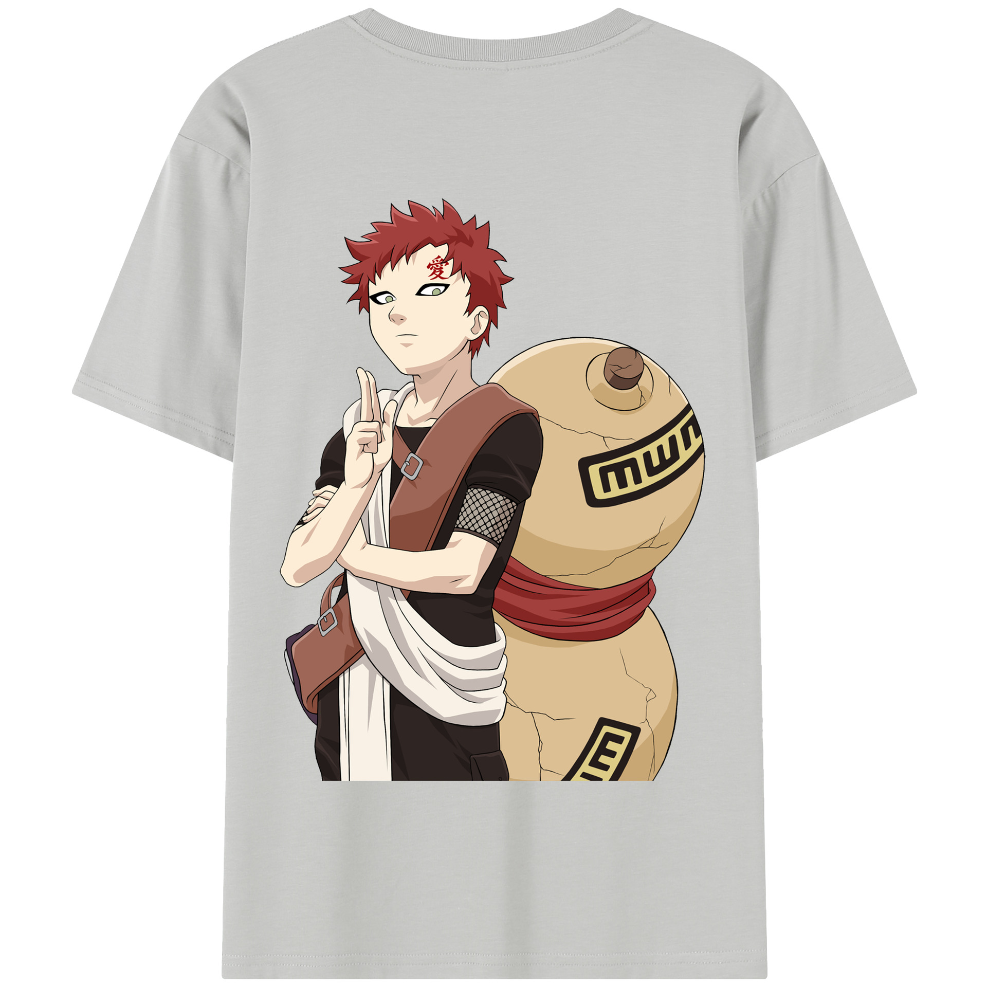 （画像用） NARUTO -ナルト- ガアラ Gaara 綿100％半袖Tシャツ（背面プリント）