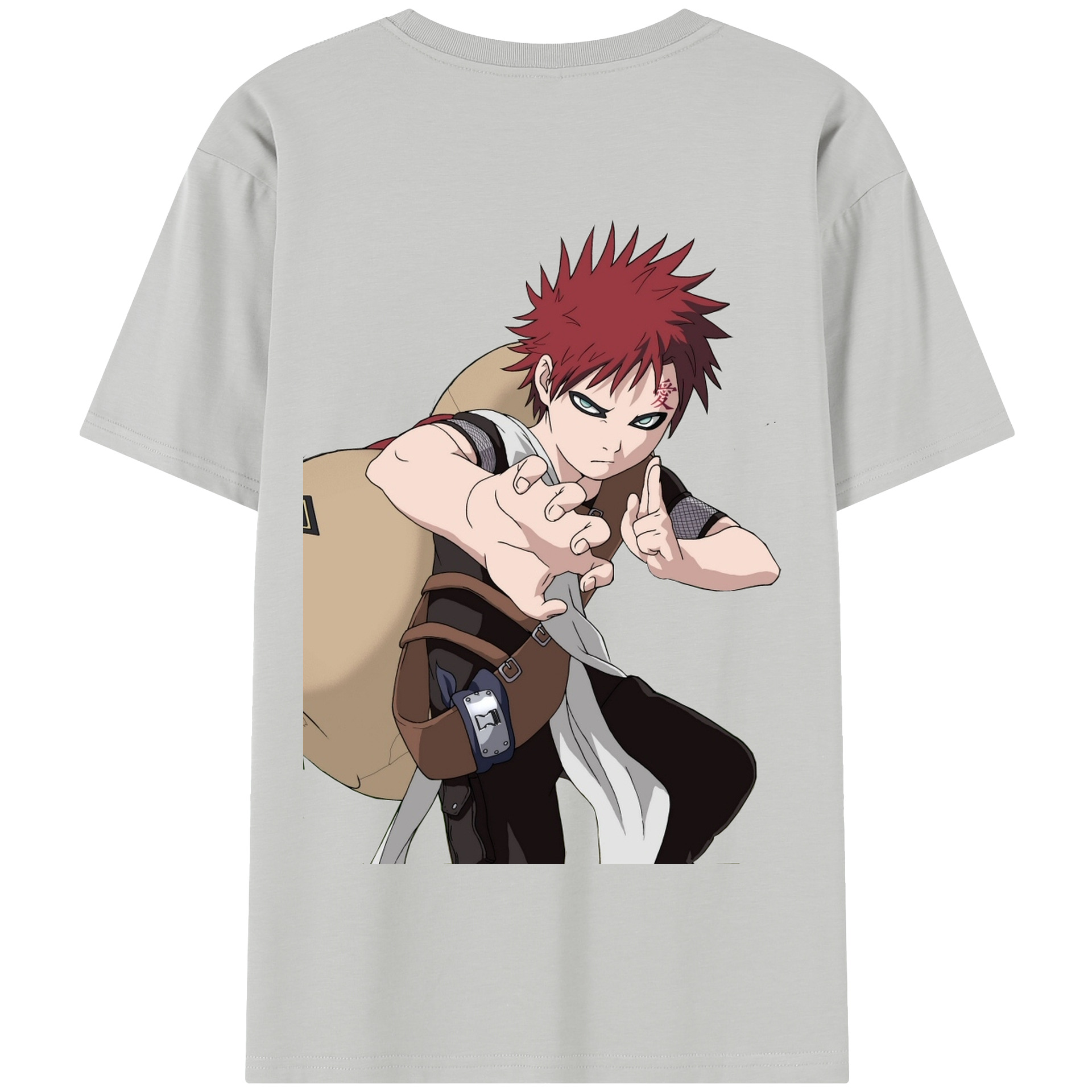 （画像用） NARUTO -ナルト- ガアラ Gaara 綿100％半袖Tシャツ（背面プリント）
