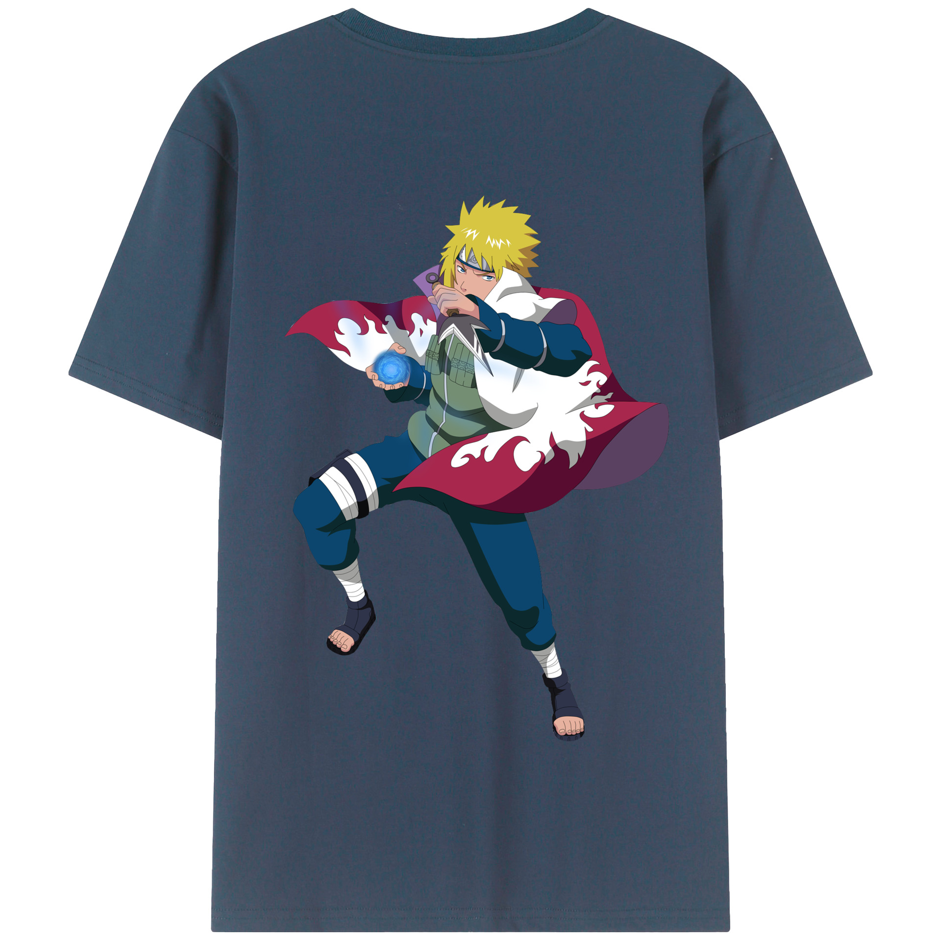 （画像用） NARUTO -ナルト- 波風 ミナト Namikaze Minato 綿100％半袖Tシャツ（背面プリント）