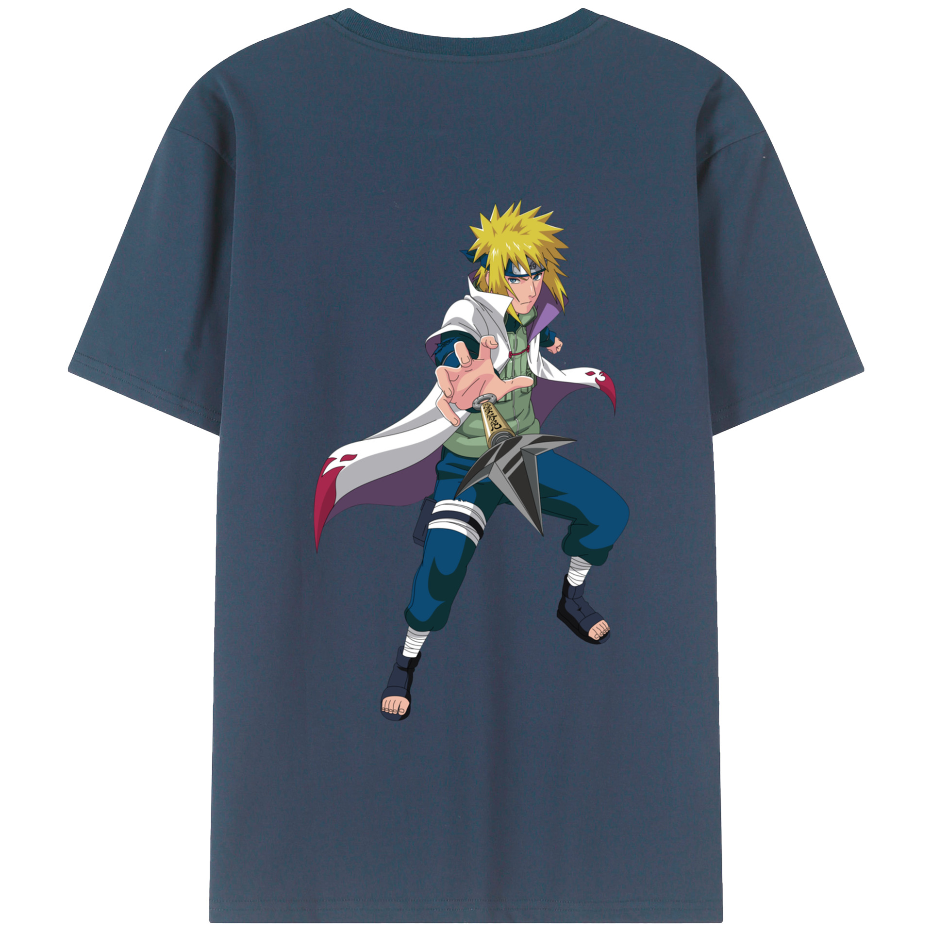（画像用） NARUTO -ナルト- 波風 ミナト Namikaze Minato 綿100％半袖Tシャツ（背面プリント）