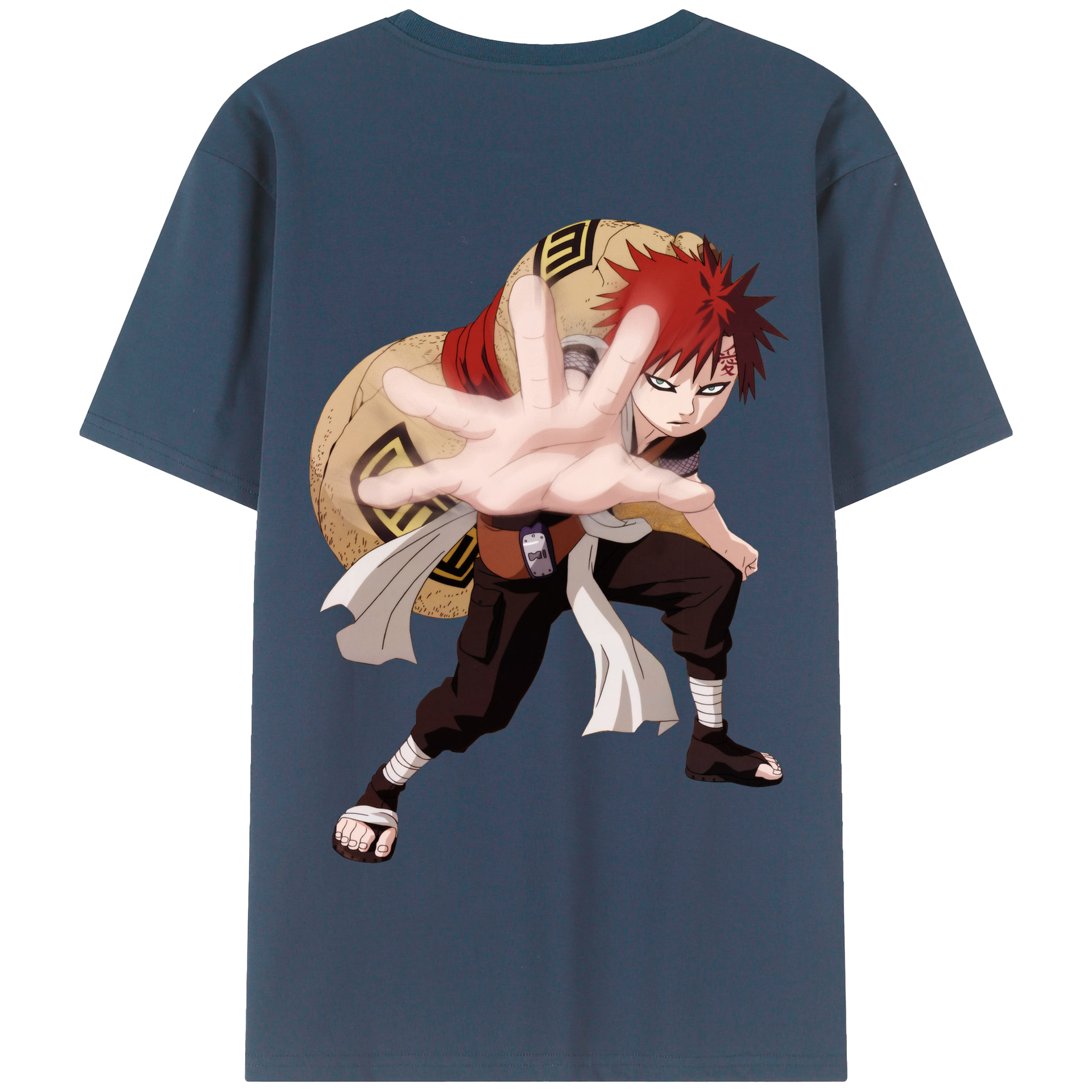（画像用） NARUTO -ナルト- ガアラ Gaara 綿100％半袖Tシャツ（背面プリント）