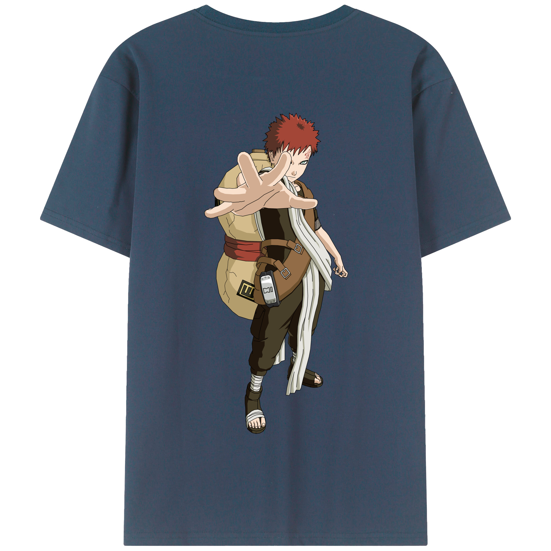 （画像用） NARUTO -ナルト- ガアラ Gaara 綿100％半袖Tシャツ（背面プリント）