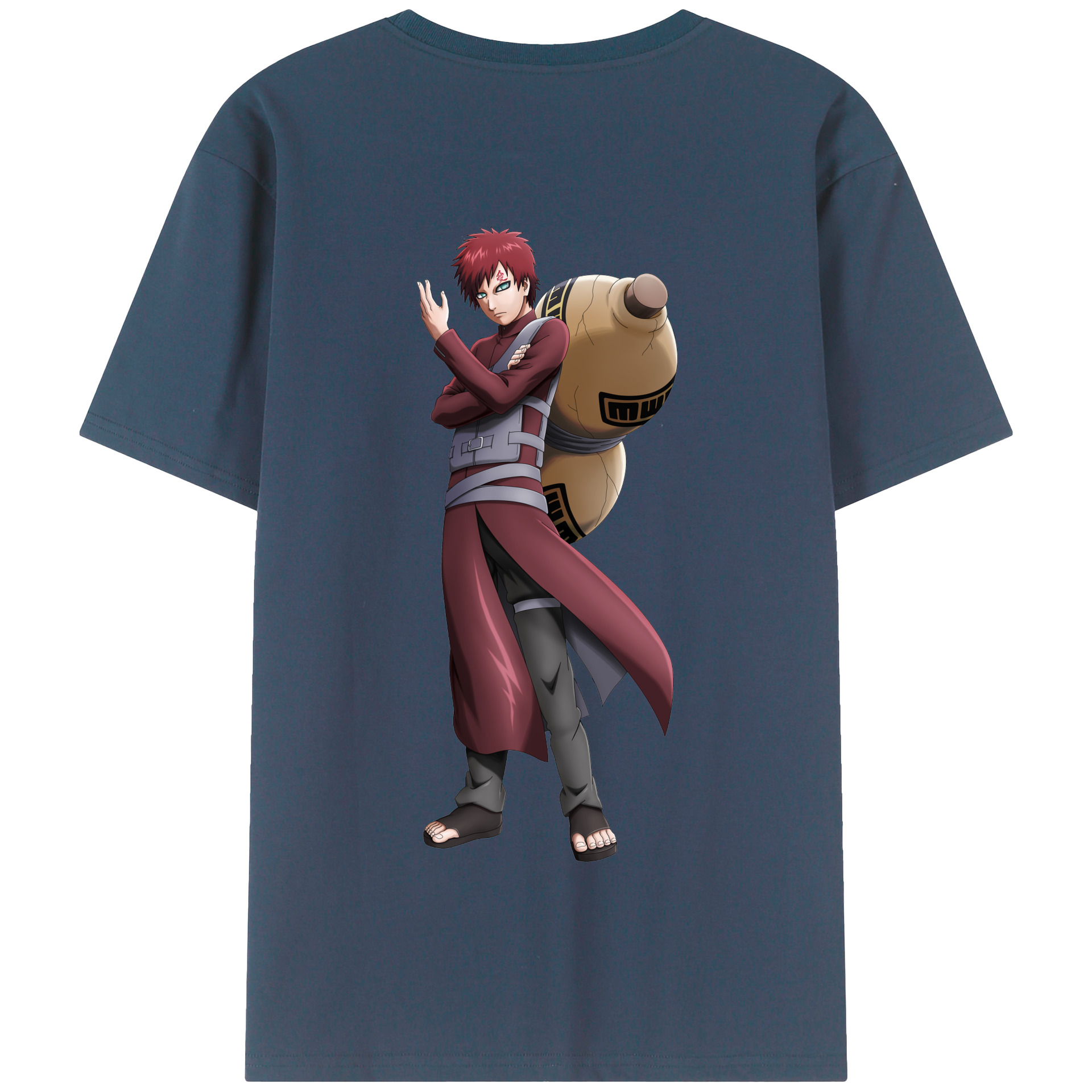 （画像用） NARUTO -ナルト- ガアラ Gaara 綿100％半袖Tシャツ（背面プリント）