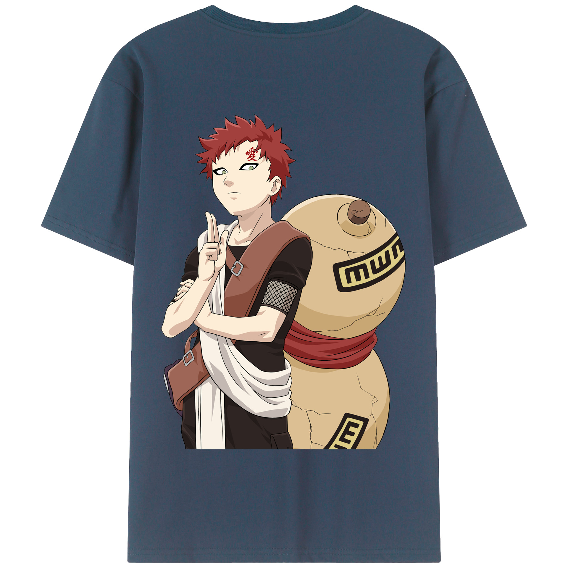 （画像用） NARUTO -ナルト- ガアラ Gaara 綿100％半袖Tシャツ（背面プリント）