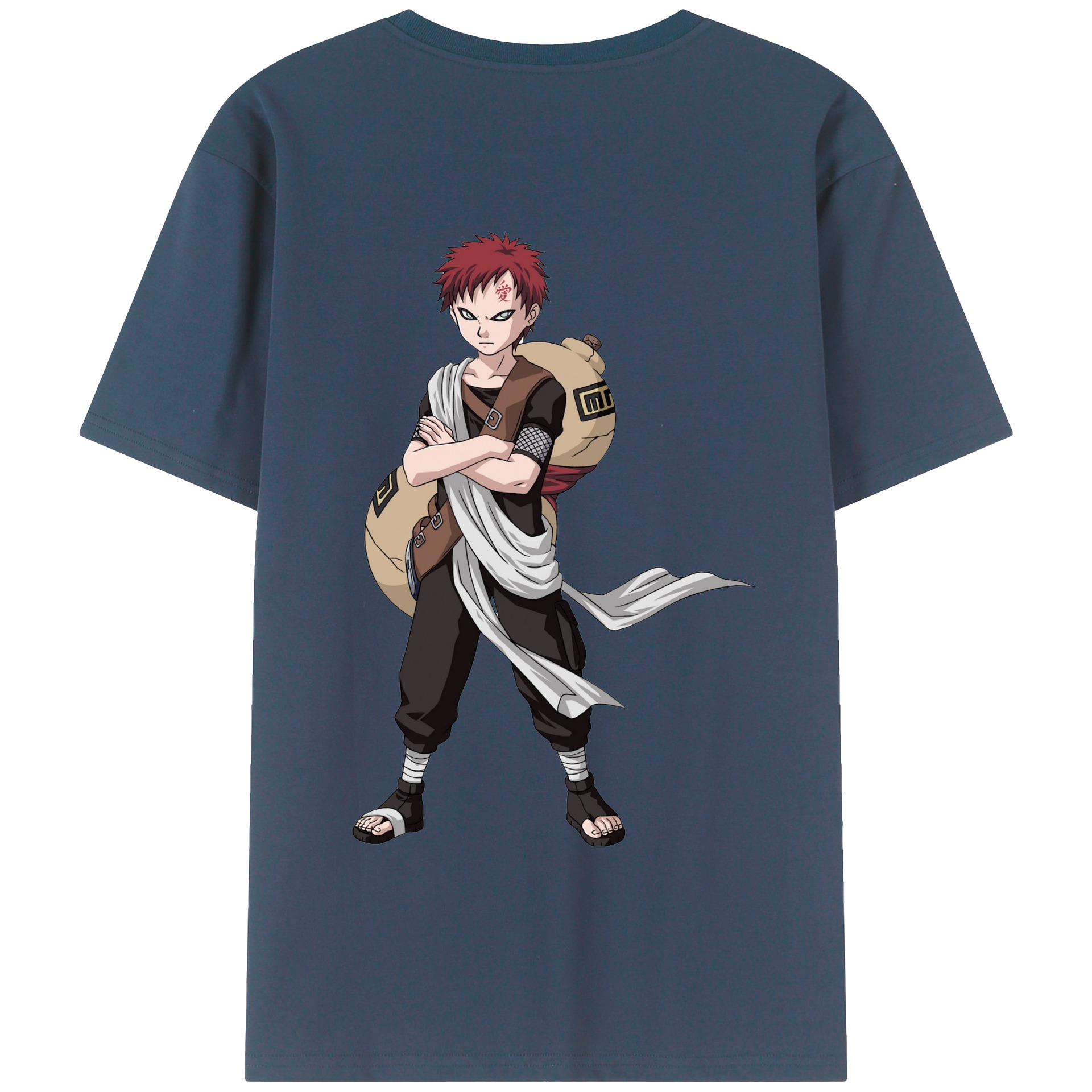 （画像用） NARUTO -ナルト- ガアラ Gaara 綿100％半袖Tシャツ（背面プリント）