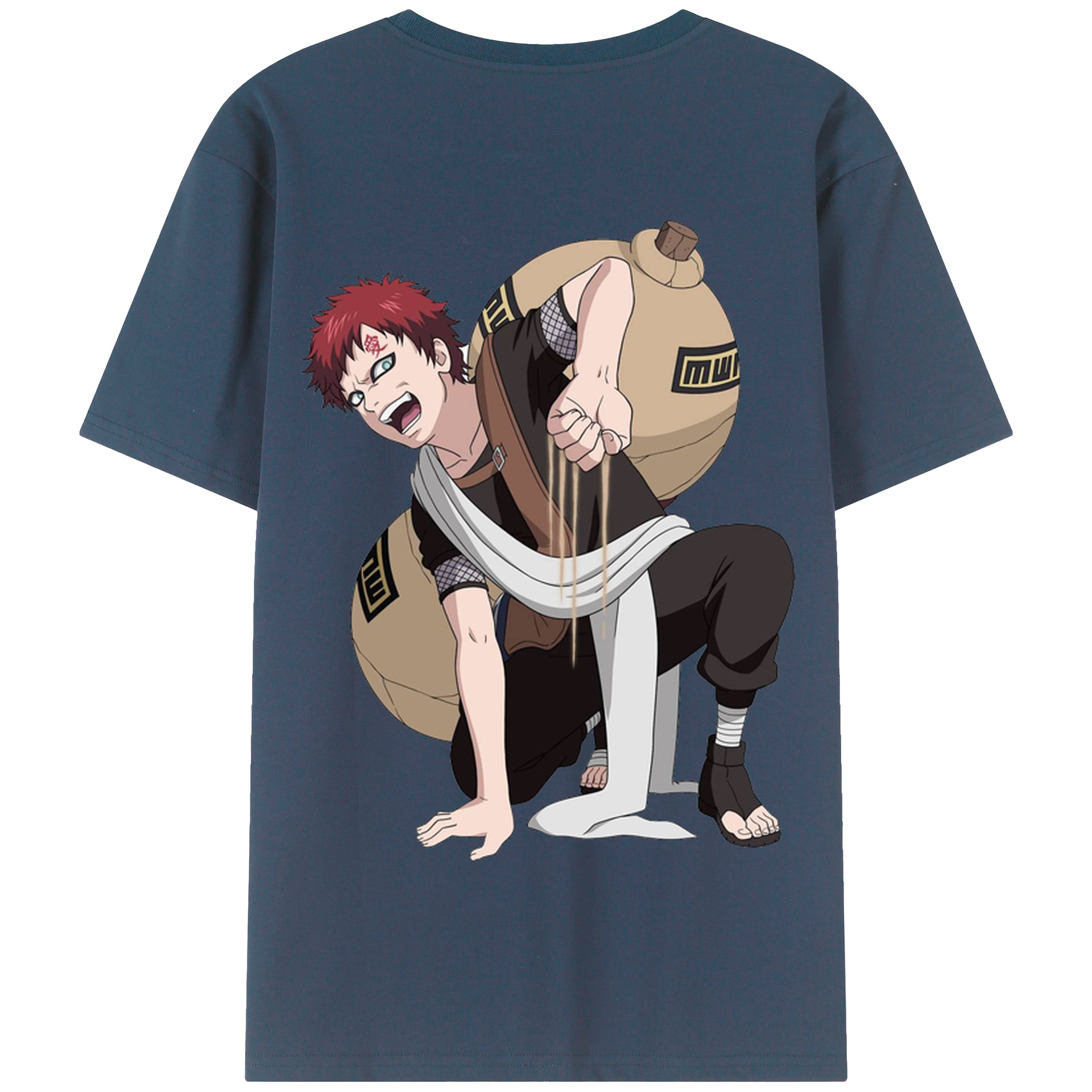 （画像用） NARUTO -ナルト- ガアラ Gaara 綿100％半袖Tシャツ（背面プリント）