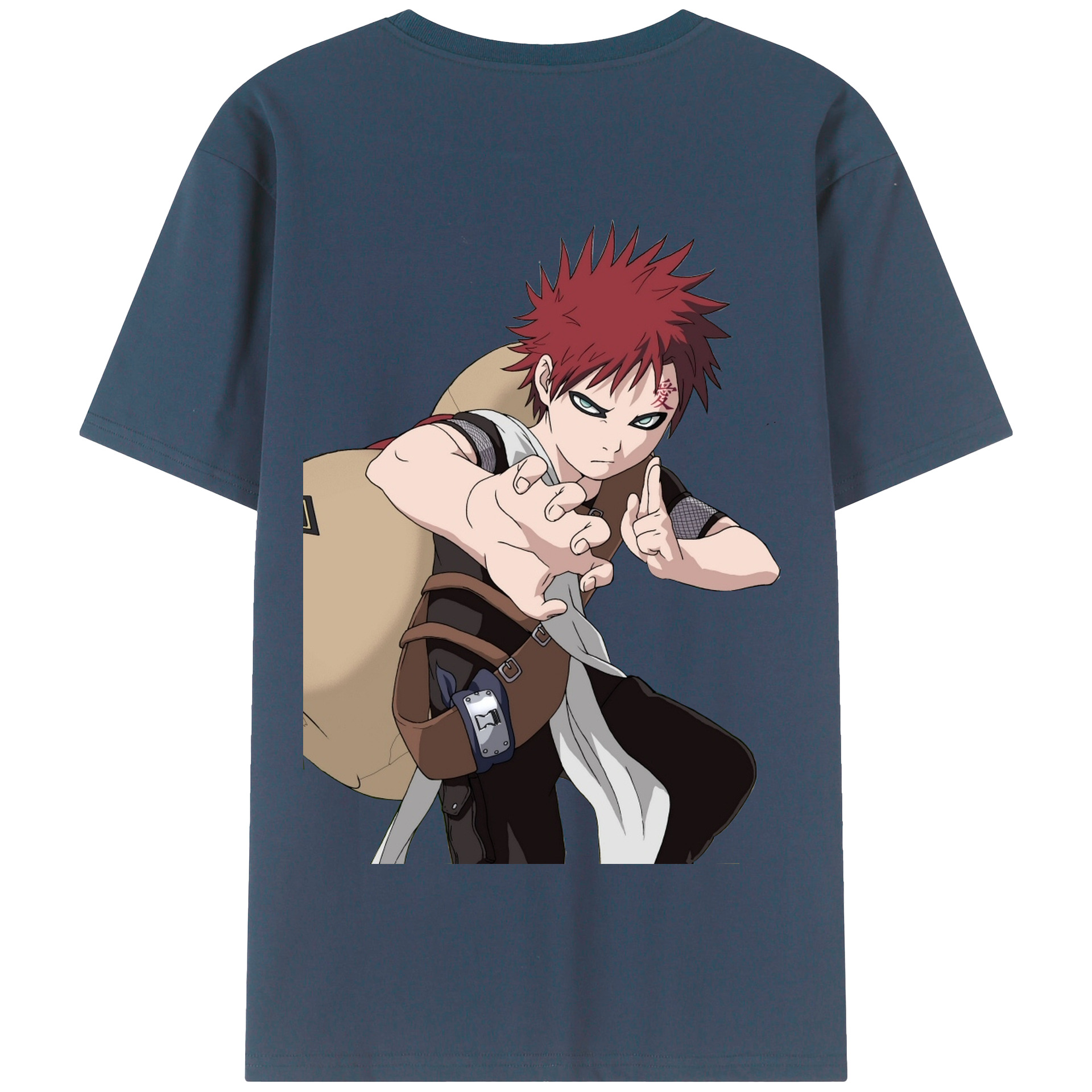（画像用） NARUTO -ナルト- ガアラ Gaara 綿100％半袖Tシャツ（背面プリント）