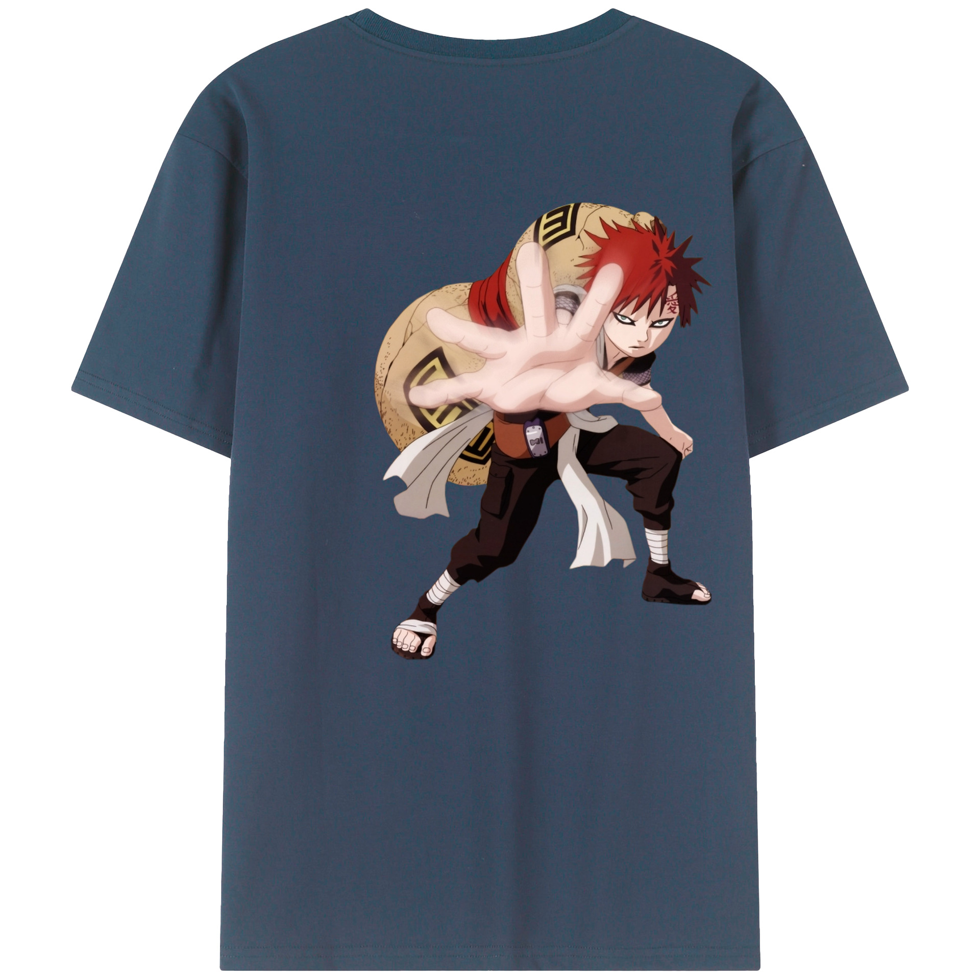 （画像用） NARUTO -ナルト- ガアラ Gaara 綿100％半袖Tシャツ（背面プリント）