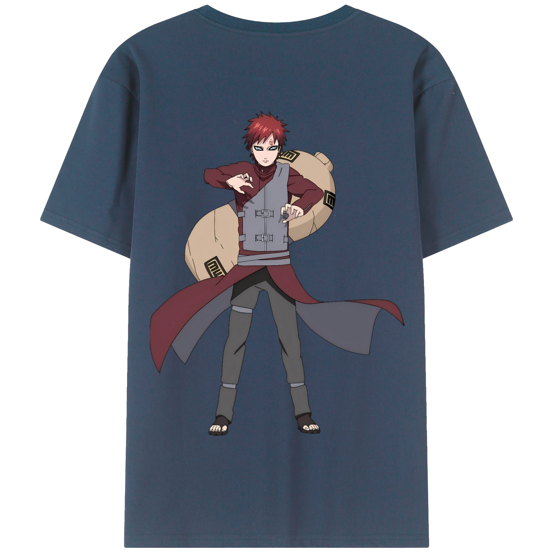 （画像用） NARUTO -ナルト- ガアラ Gaara 綿100％半袖Tシャツ（背面プリント）