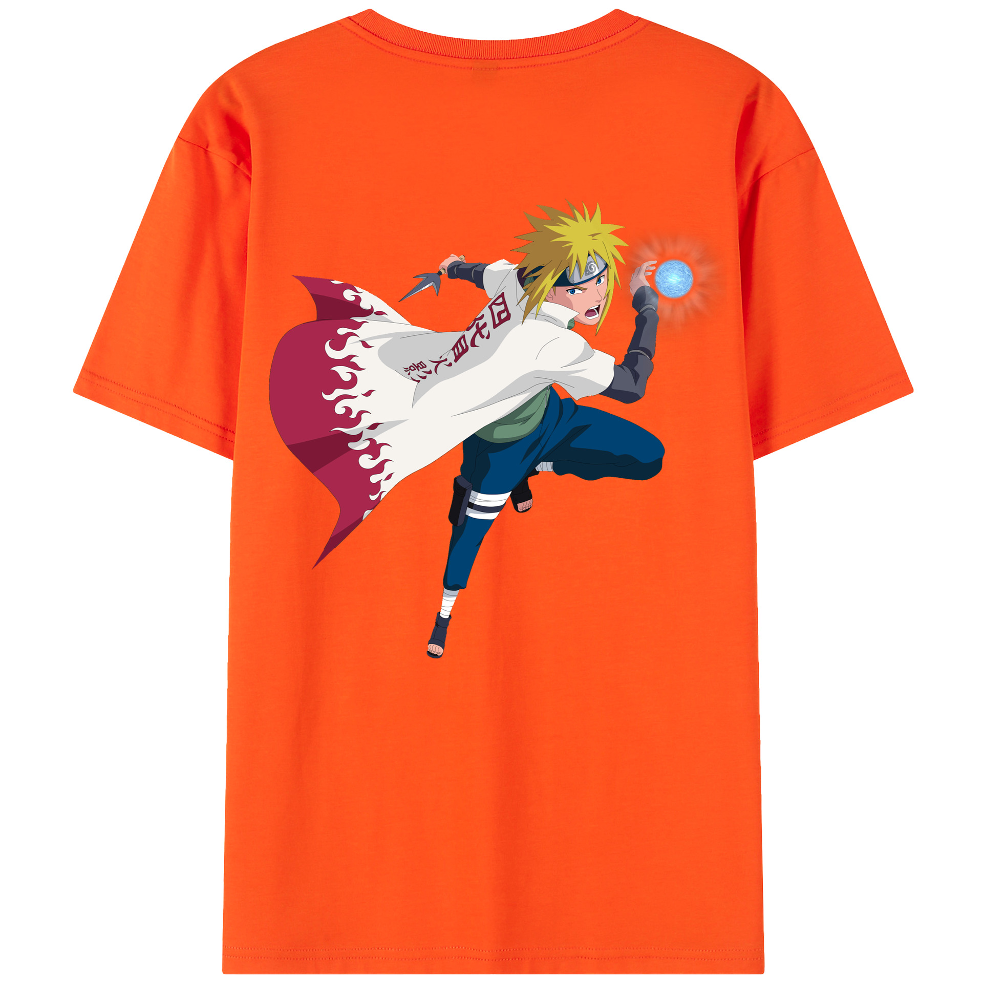 （画像用） NARUTO -ナルト- 波風 ミナト Namikaze Minato 綿100％半袖Tシャツ（背面プリント）