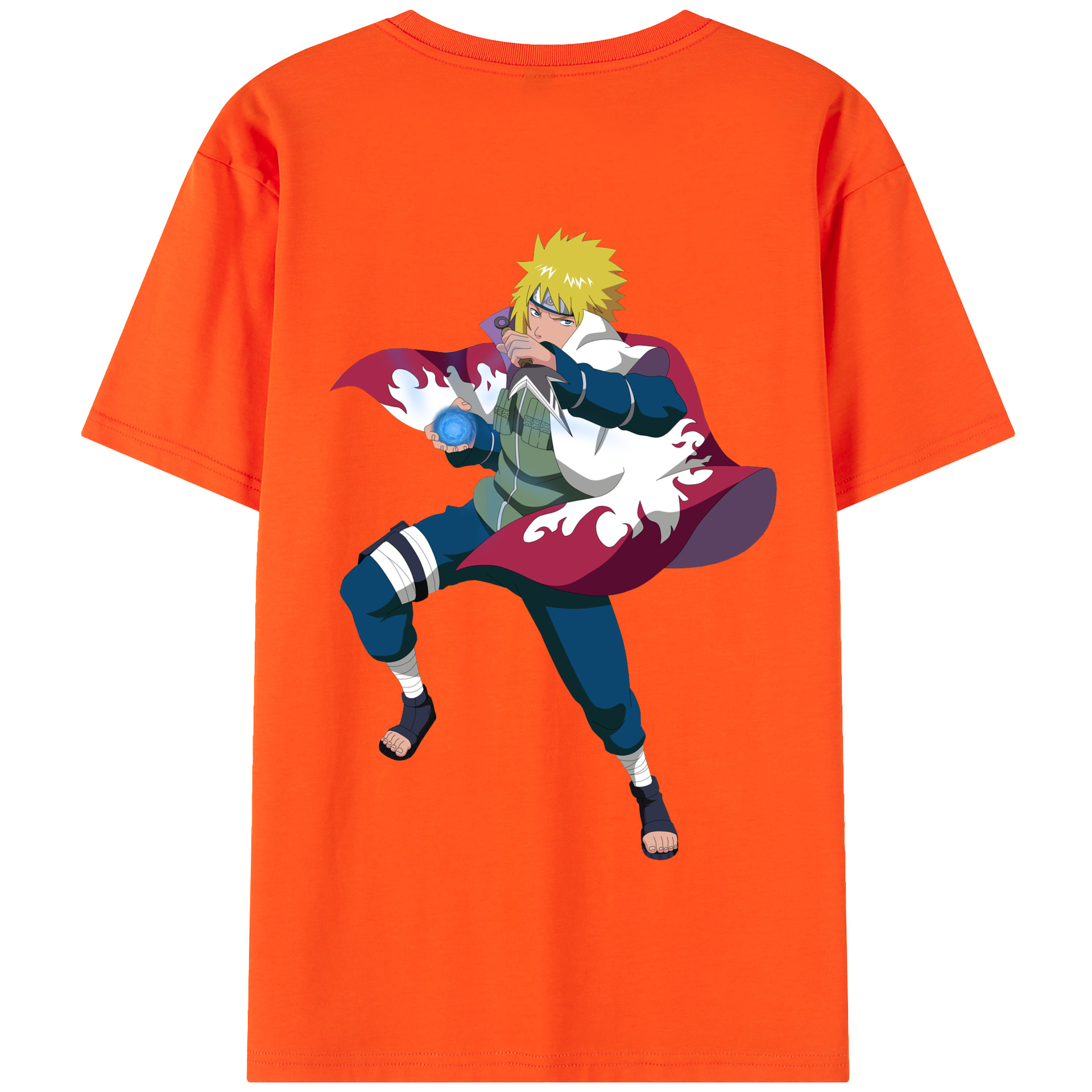 （画像用） NARUTO -ナルト- 波風 ミナト Namikaze Minato 綿100％半袖Tシャツ（背面プリント）