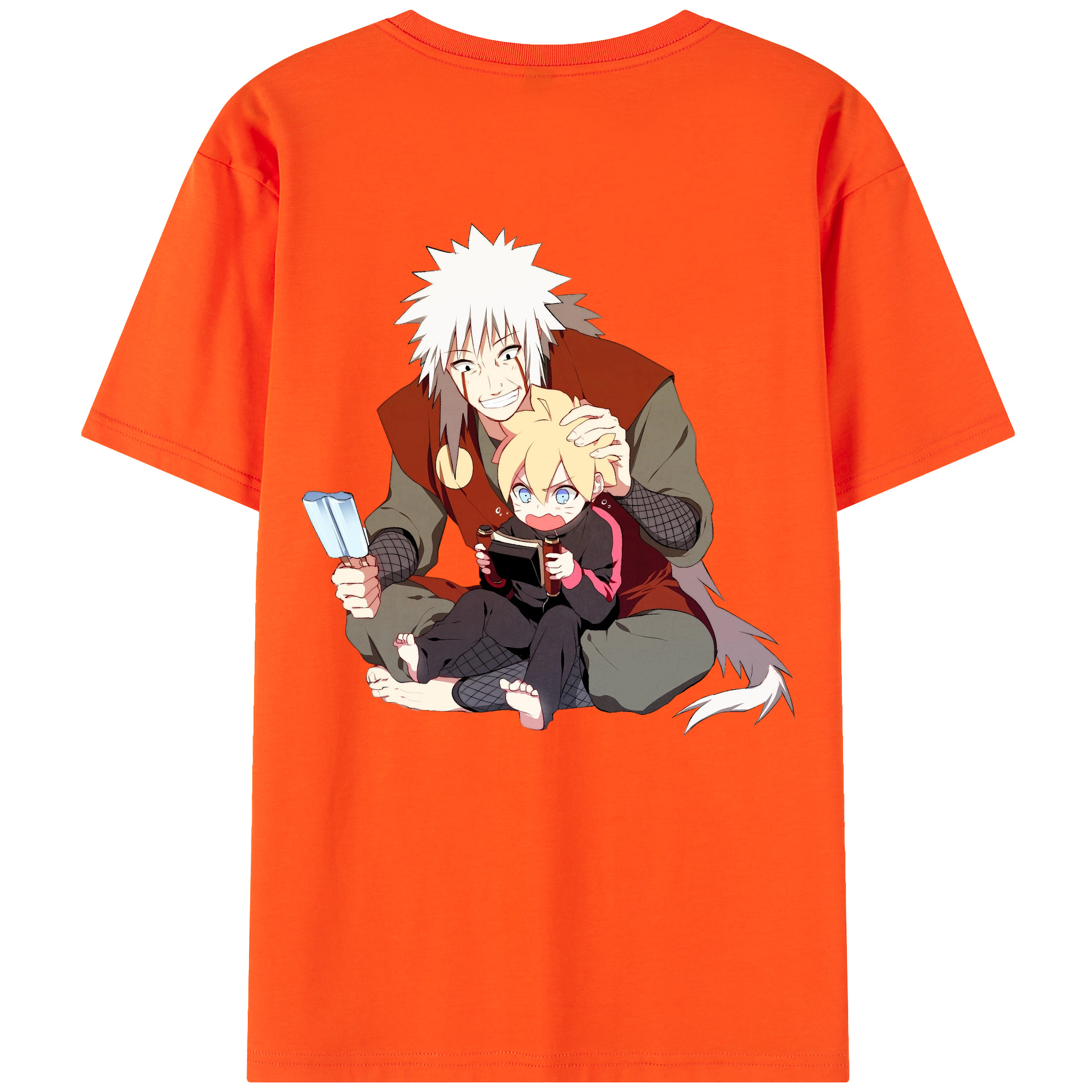 （画像用） NARUTO -ナルト- 自来也（じらいや） Jiraiya 綿100％半袖Tシャツ（背面プリント）