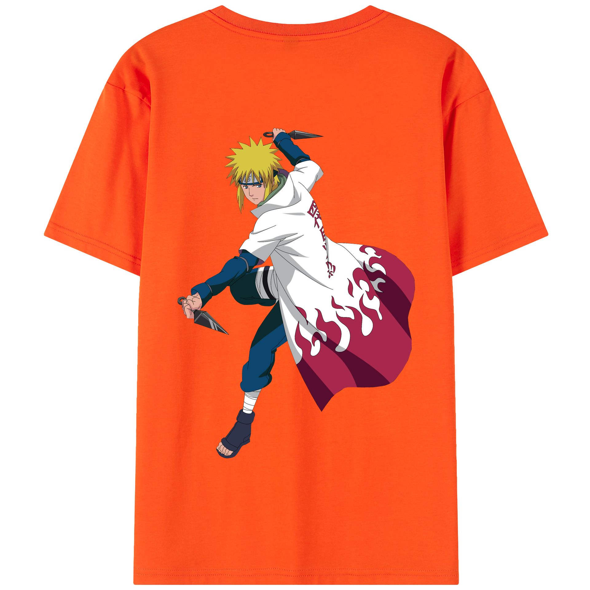 （画像用） NARUTO -ナルト- 波風 ミナト Namikaze Minato 綿100％半袖Tシャツ（背面プリント）