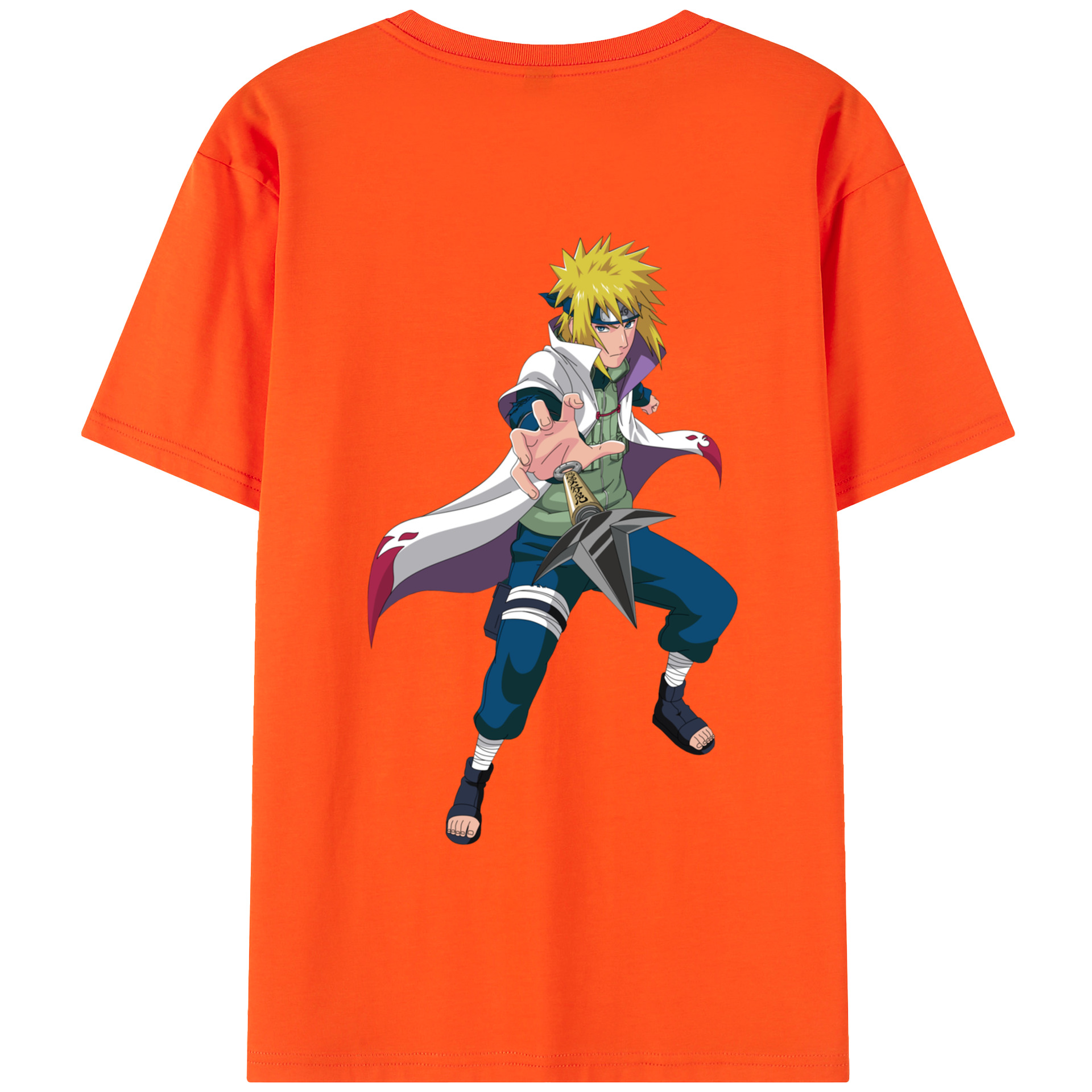 （画像用） NARUTO -ナルト- 波風 ミナト Namikaze Minato 綿100％半袖Tシャツ（背面プリント）