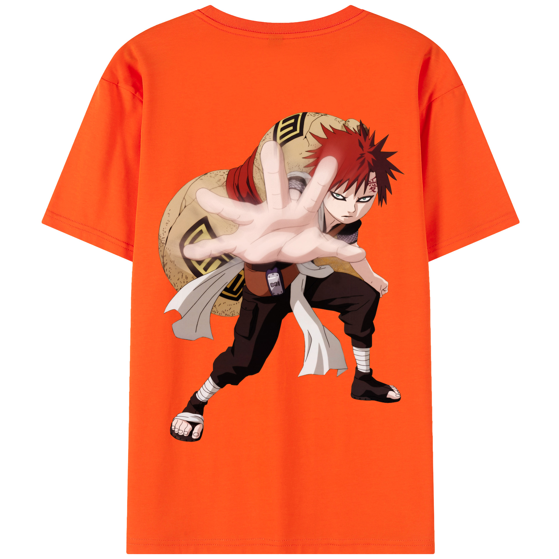 （画像用） NARUTO -ナルト- ガアラ Gaara 綿100％半袖Tシャツ（背面プリント）