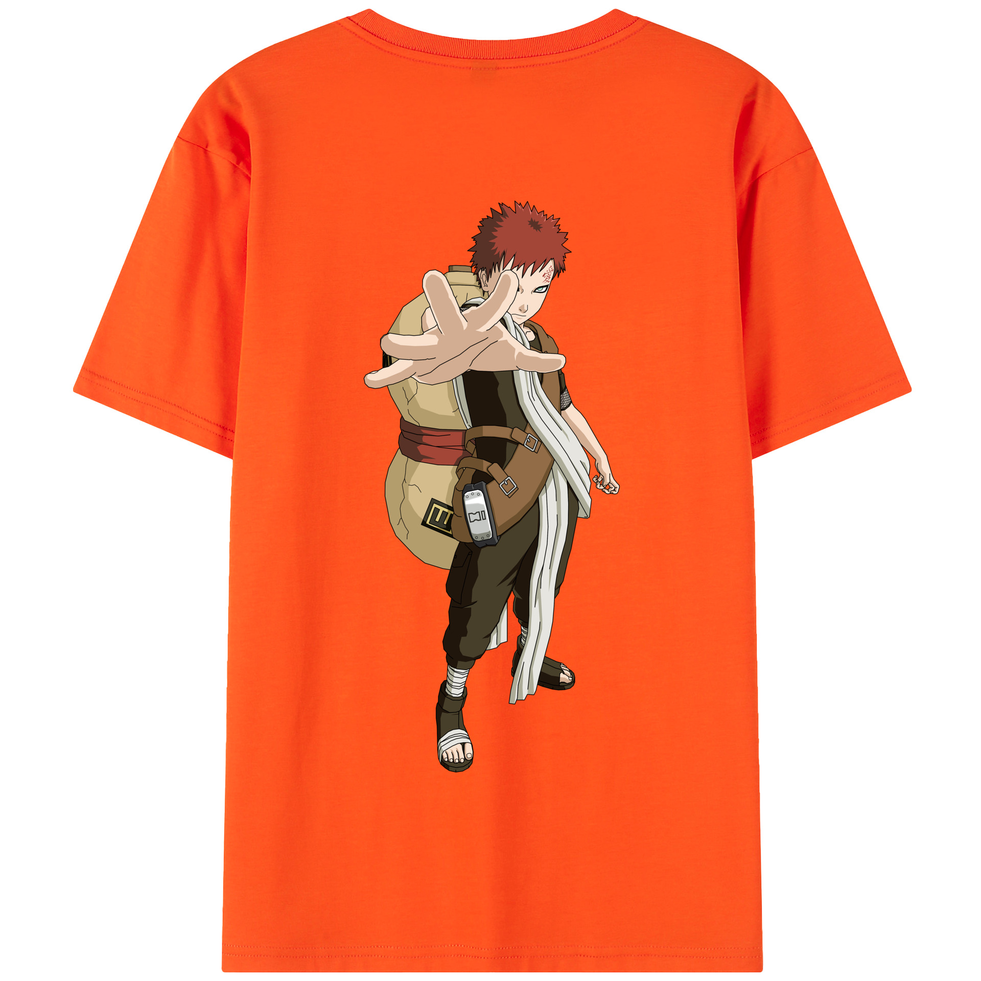 （画像用） NARUTO -ナルト- ガアラ Gaara 綿100％半袖Tシャツ（背面プリント）