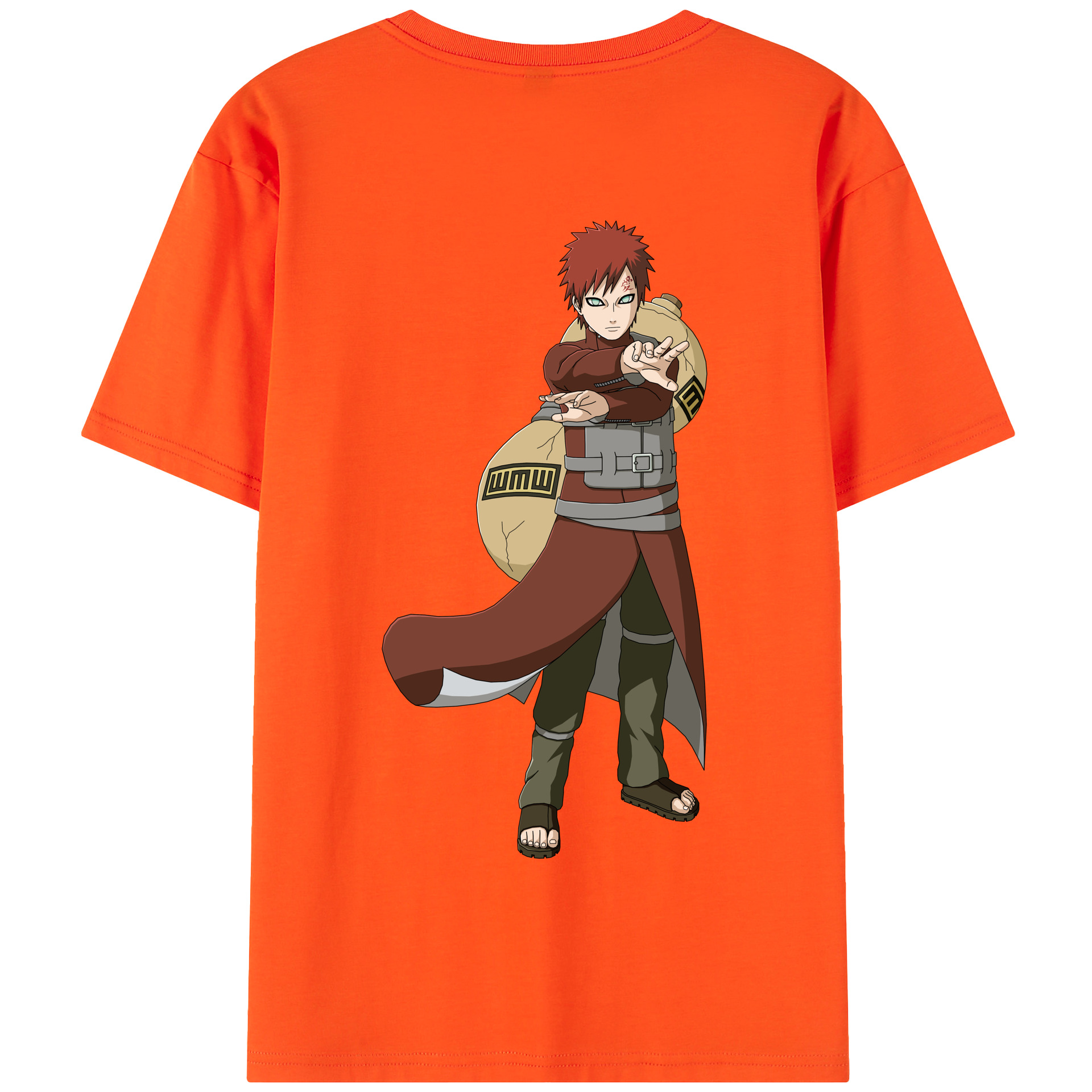 （画像用） NARUTO -ナルト- ガアラ Gaara 綿100％半袖Tシャツ（背面プリント）