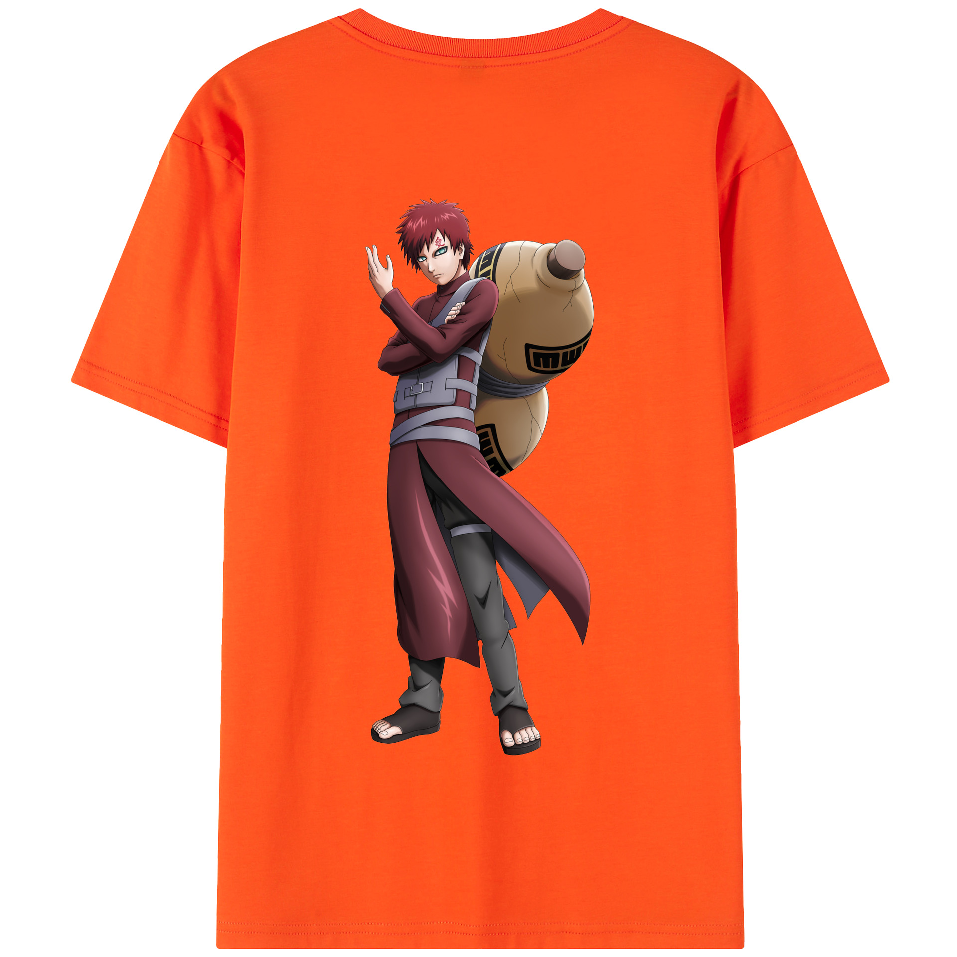 （画像用） NARUTO -ナルト- ガアラ Gaara 綿100％半袖Tシャツ（背面プリント）