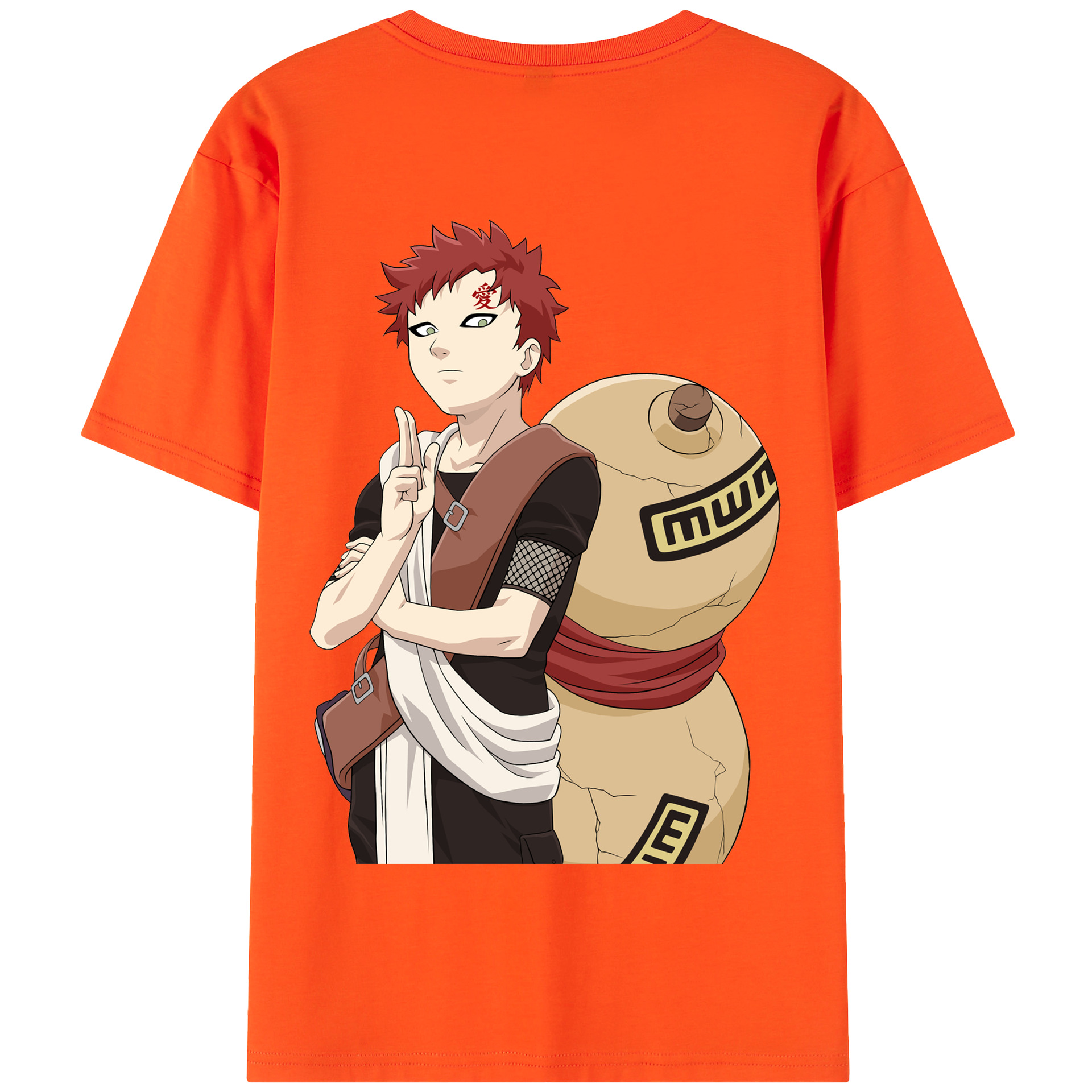 （画像用） NARUTO -ナルト- ガアラ Gaara 綿100％半袖Tシャツ（背面プリント）