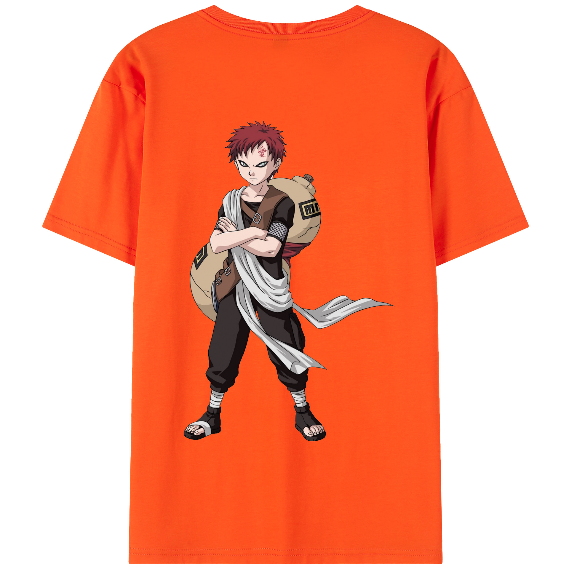（画像用） NARUTO -ナルト- ガアラ Gaara 綿100％半袖Tシャツ（背面プリント）