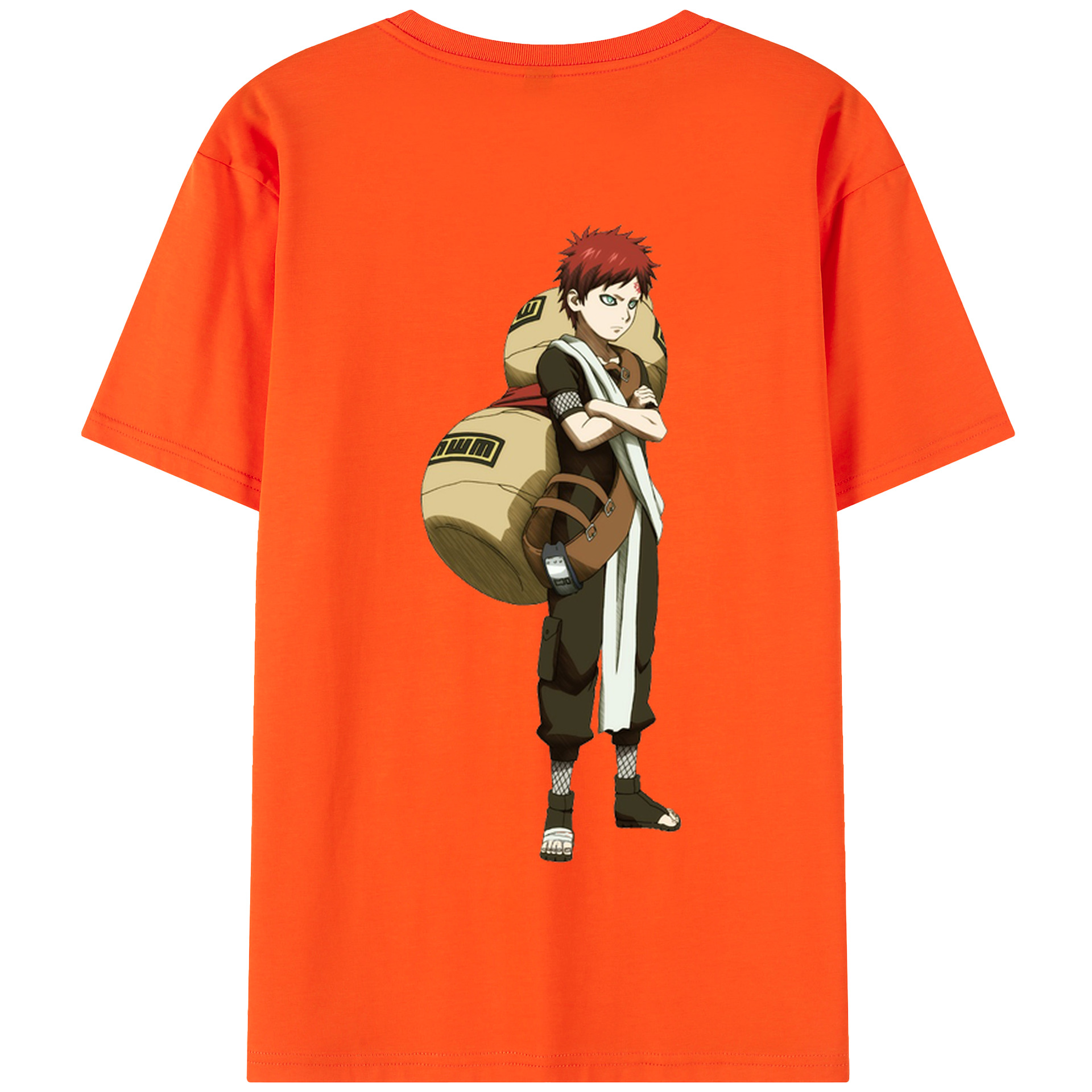 （画像用） NARUTO -ナルト- ガアラ Gaara 綿100％半袖Tシャツ（背面プリント）