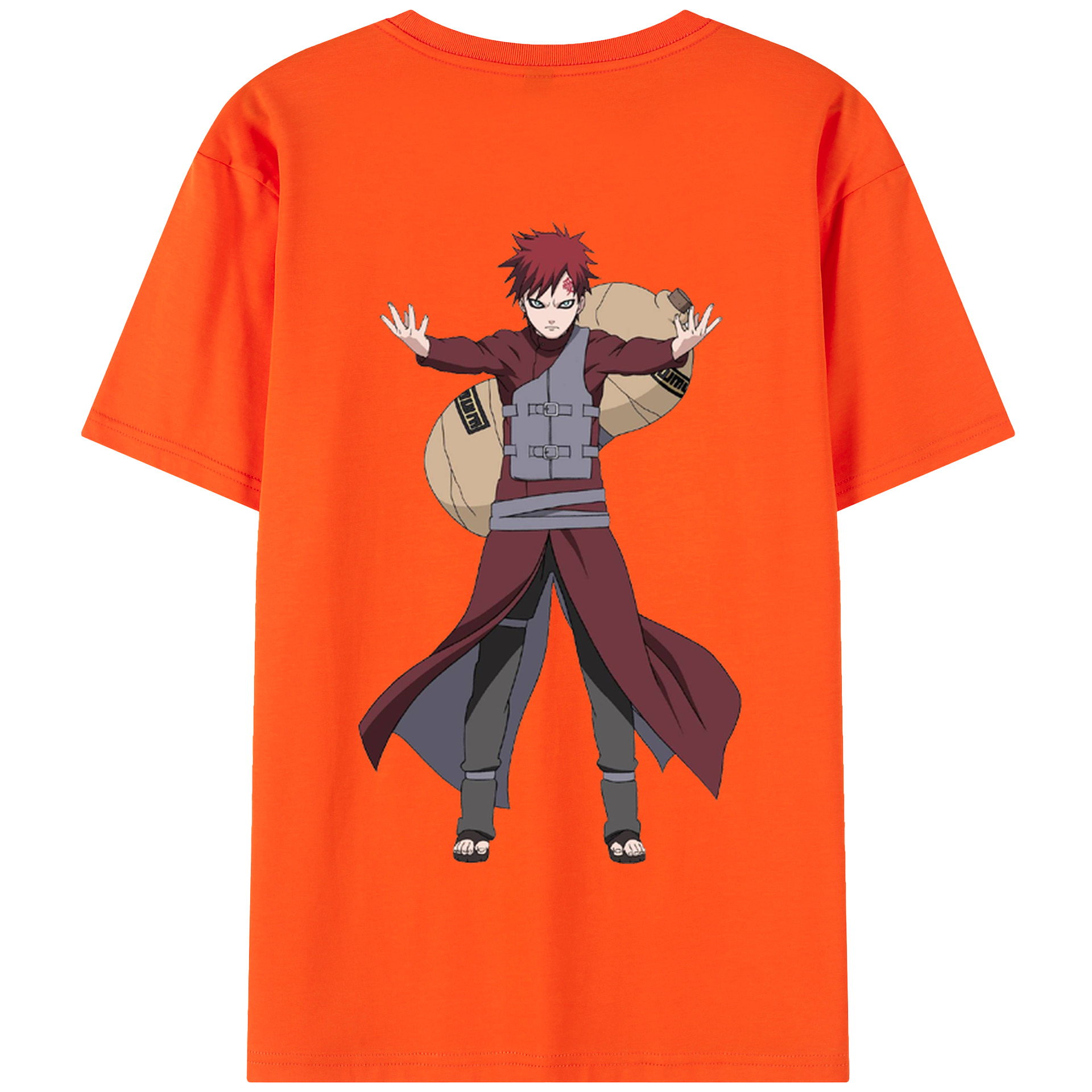 （画像用） NARUTO -ナルト- ガアラ Gaara 綿100％半袖Tシャツ（背面プリント）