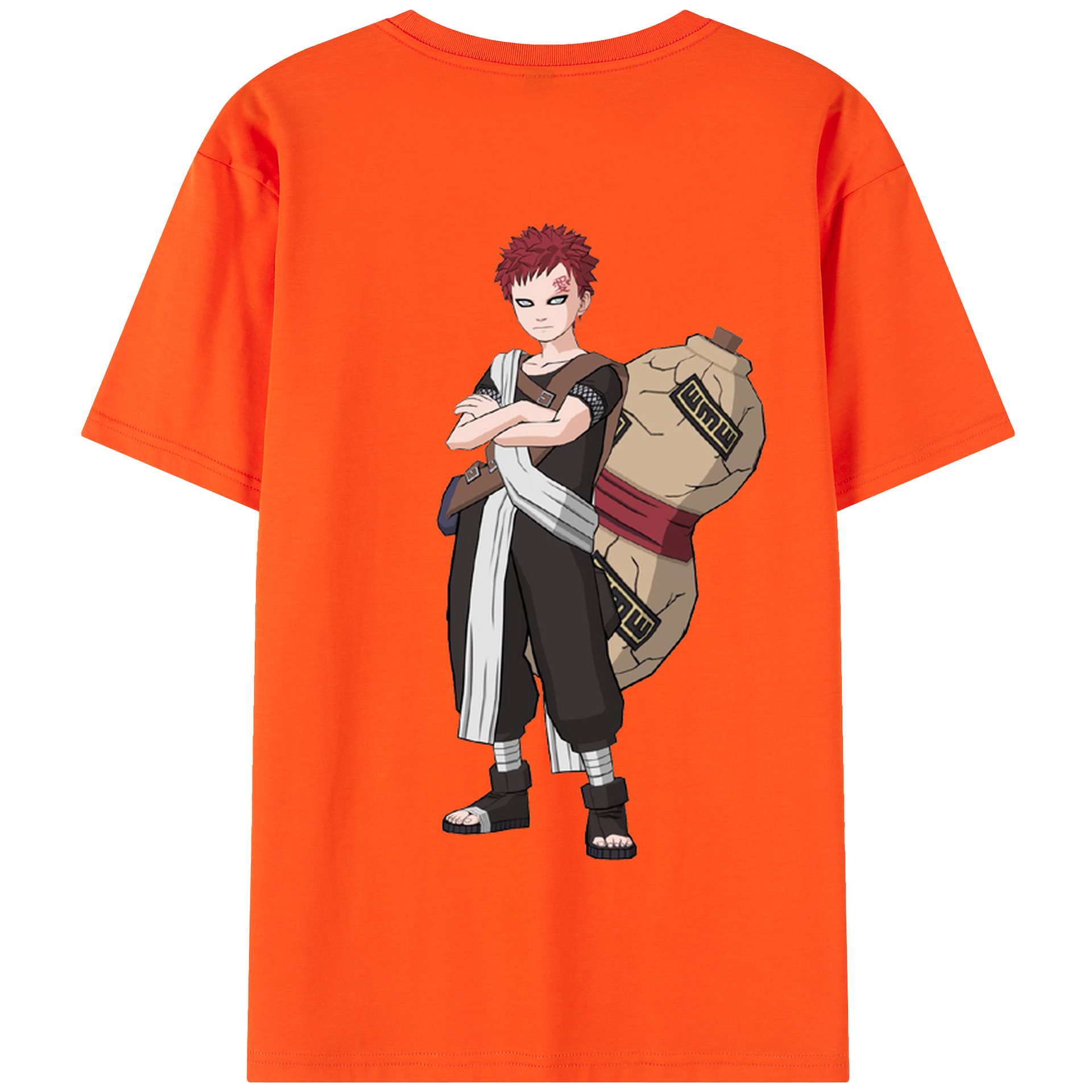 （画像用） NARUTO -ナルト- ガアラ Gaara 綿100％半袖Tシャツ（背面プリント）