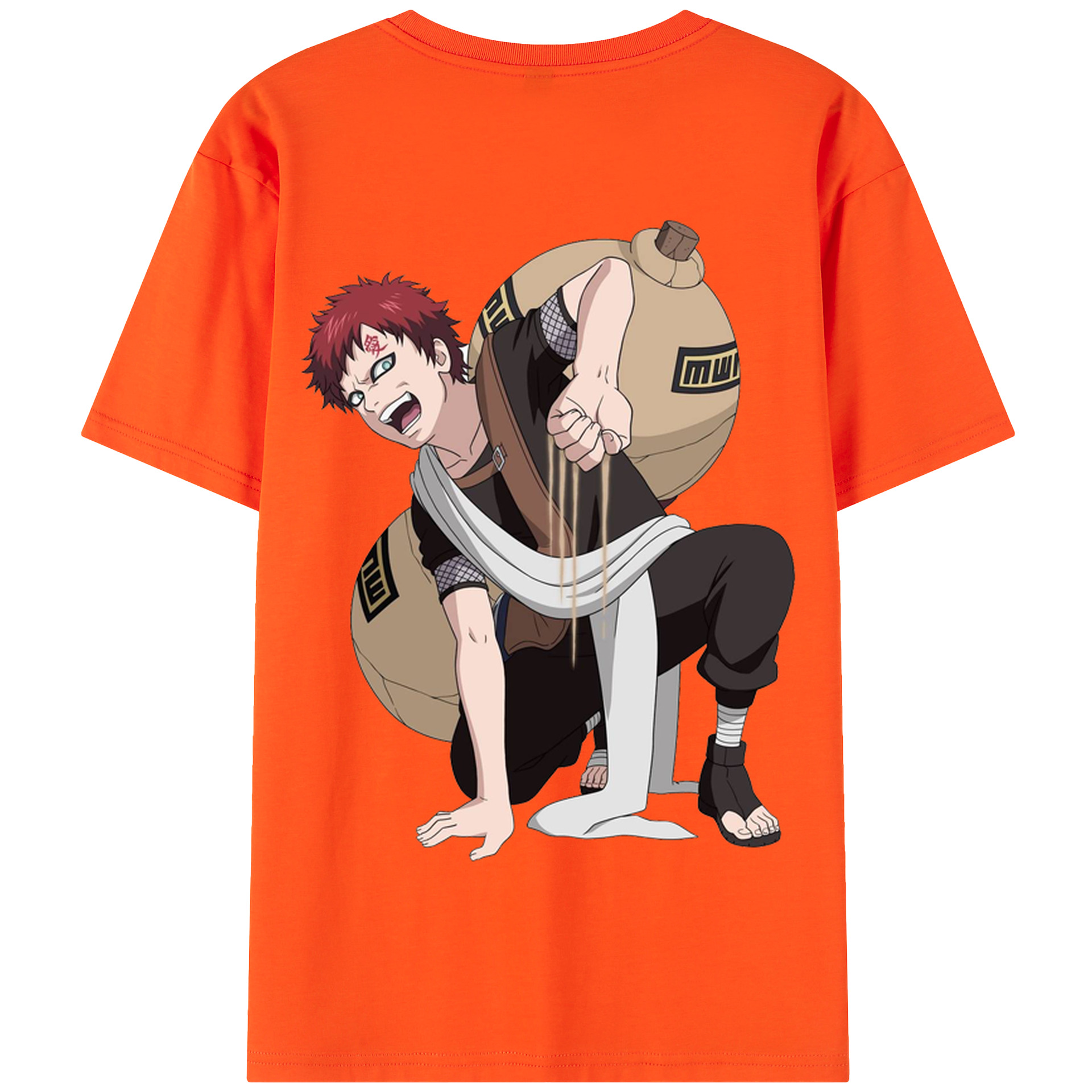 （画像用） NARUTO -ナルト- ガアラ Gaara 綿100％半袖Tシャツ（背面プリント）