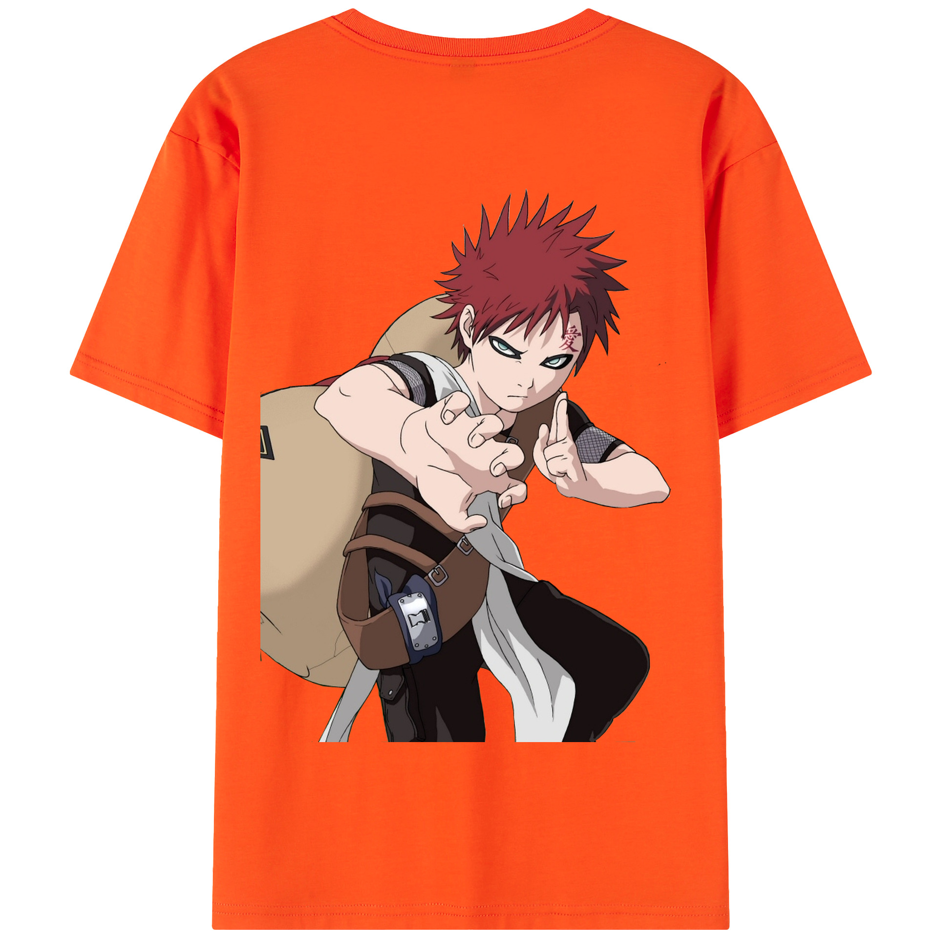 （画像用） NARUTO -ナルト- ガアラ Gaara 綿100％半袖Tシャツ（背面プリント）