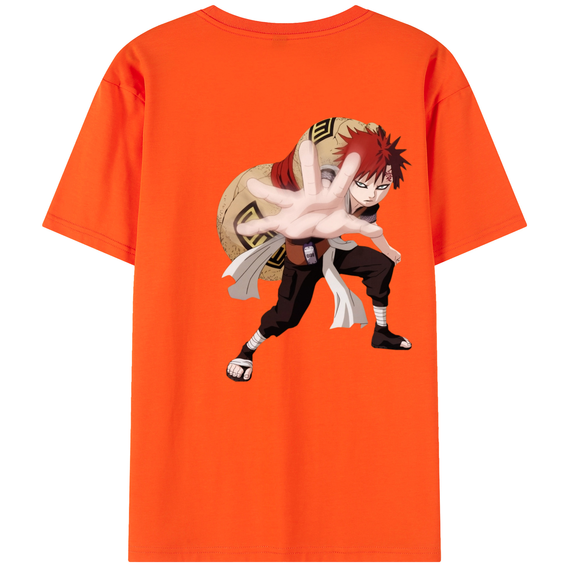 （画像用） NARUTO -ナルト- ガアラ Gaara 綿100％半袖Tシャツ（背面プリント）