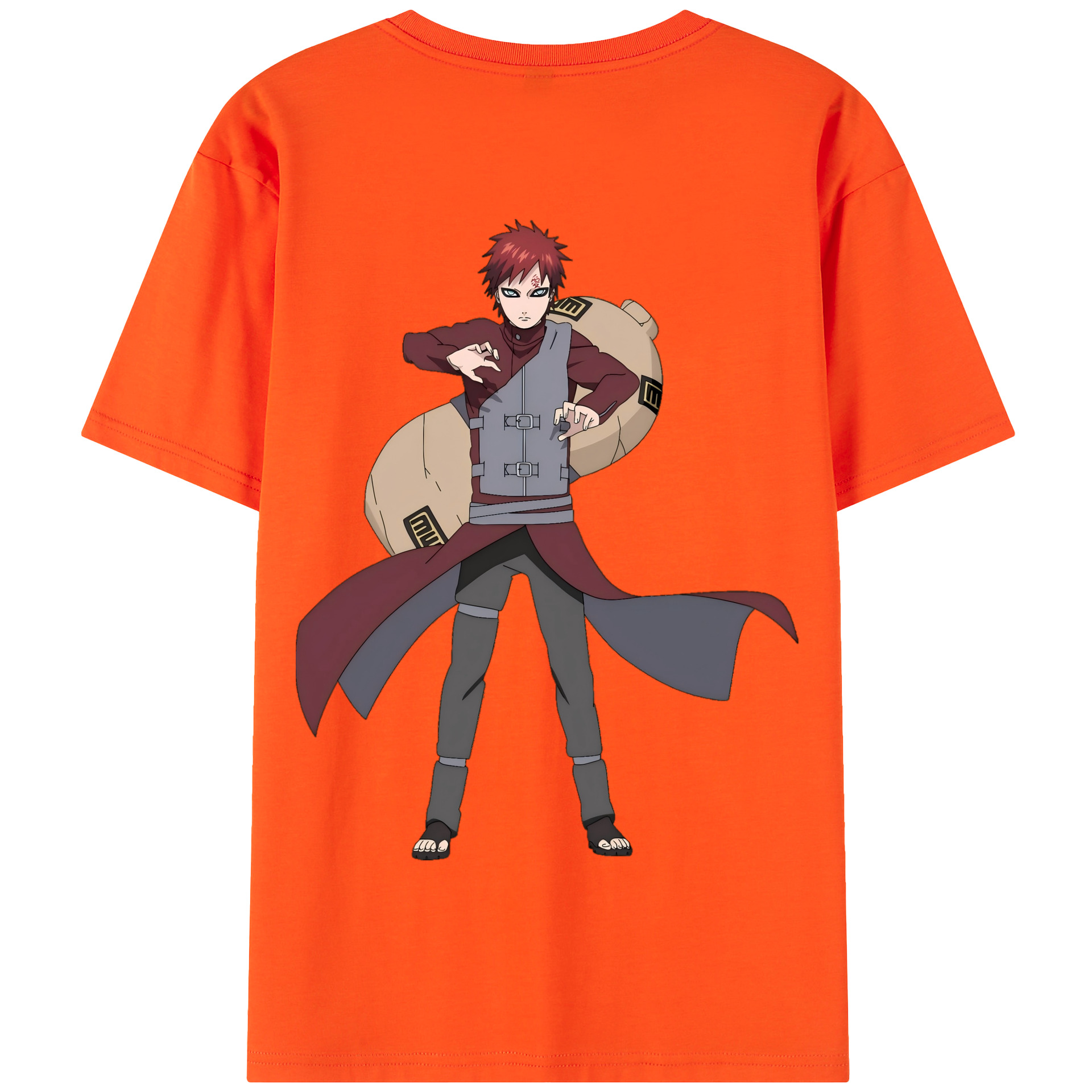 （画像用） NARUTO -ナルト- ガアラ Gaara 綿100％半袖Tシャツ（背面プリント）