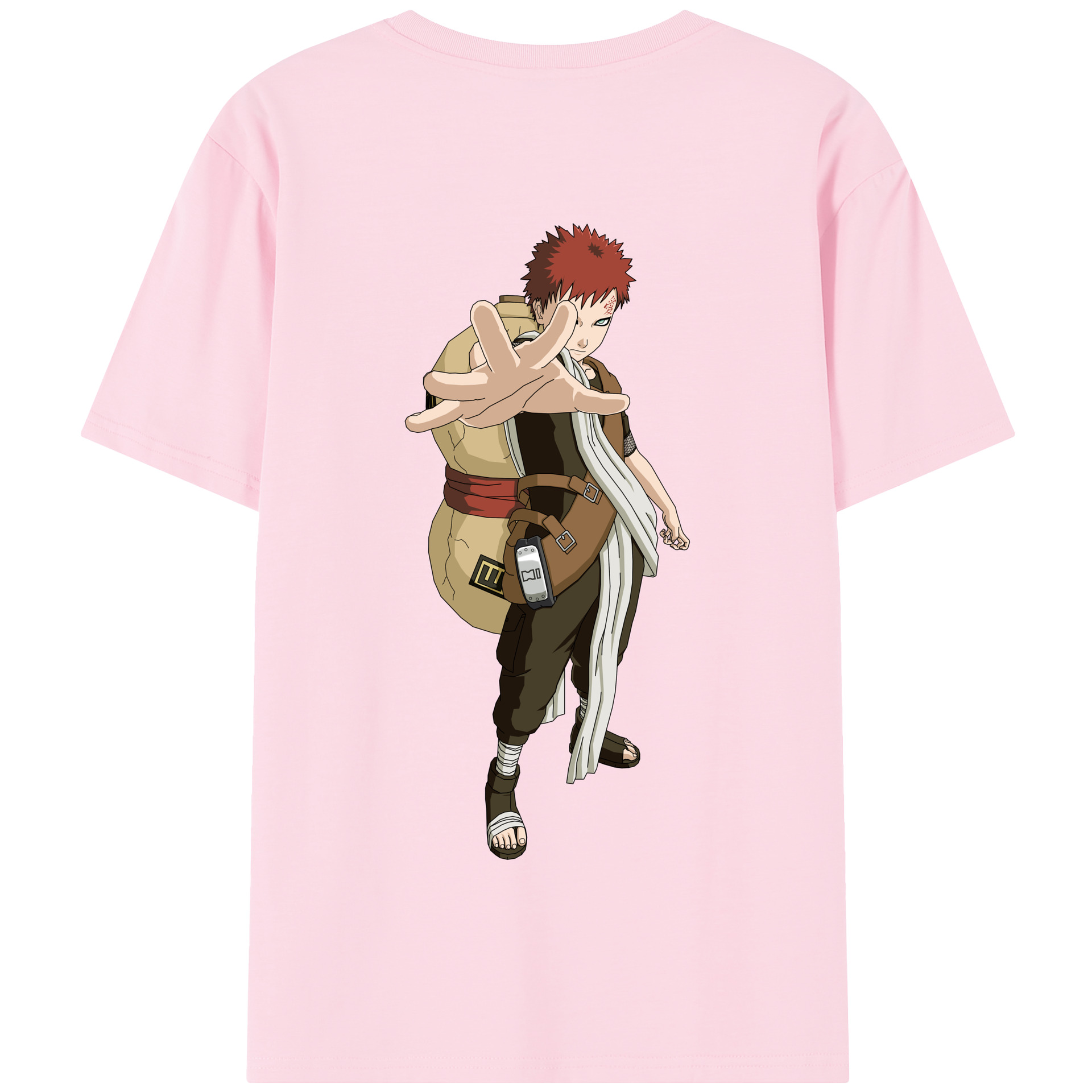 （画像用） NARUTO -ナルト- ガアラ Gaara 綿100％半袖Tシャツ（背面プリント）